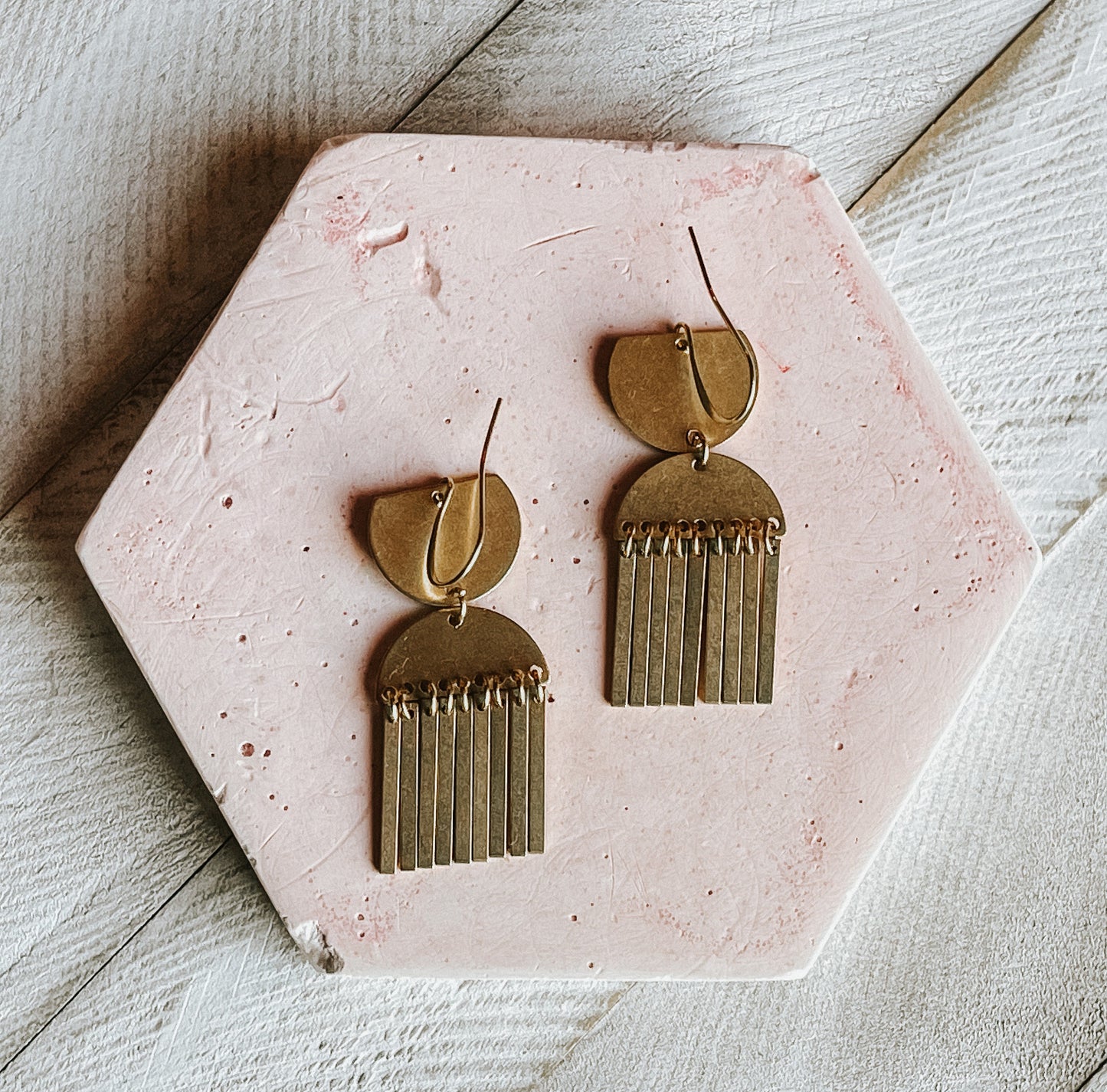 Geometric Brass Fringe Earrings