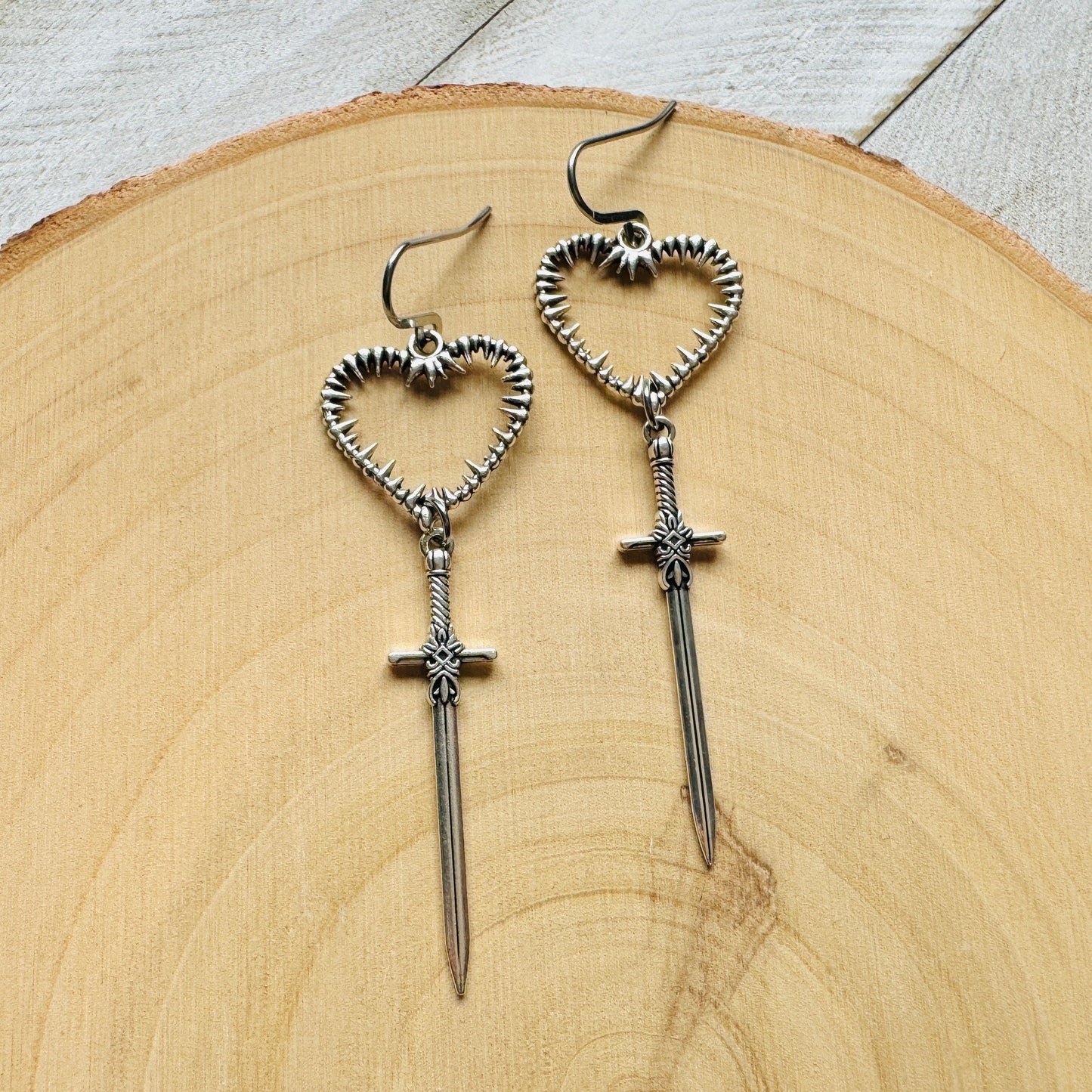 Sword Heart Earrings