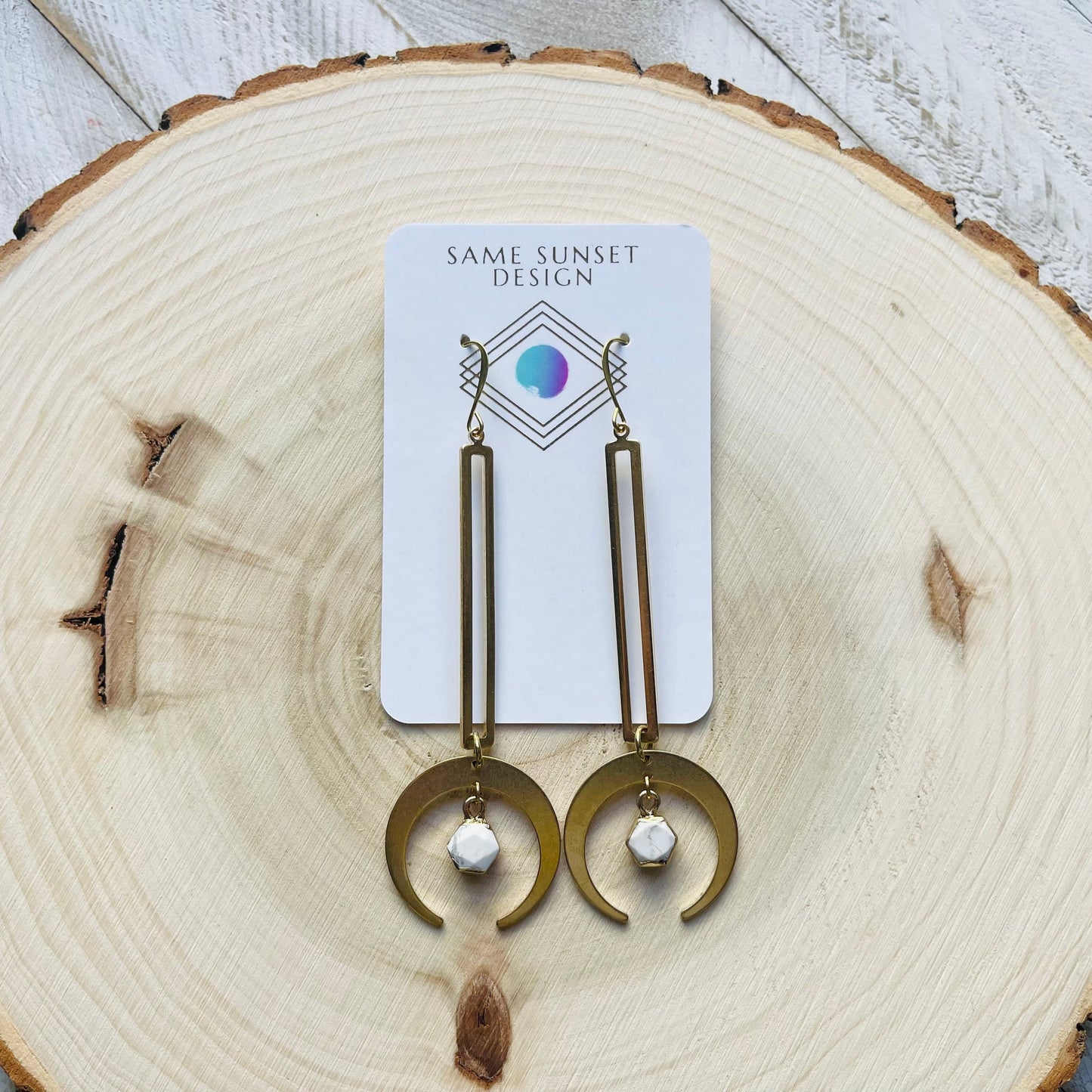 Howlite Moon Earrings