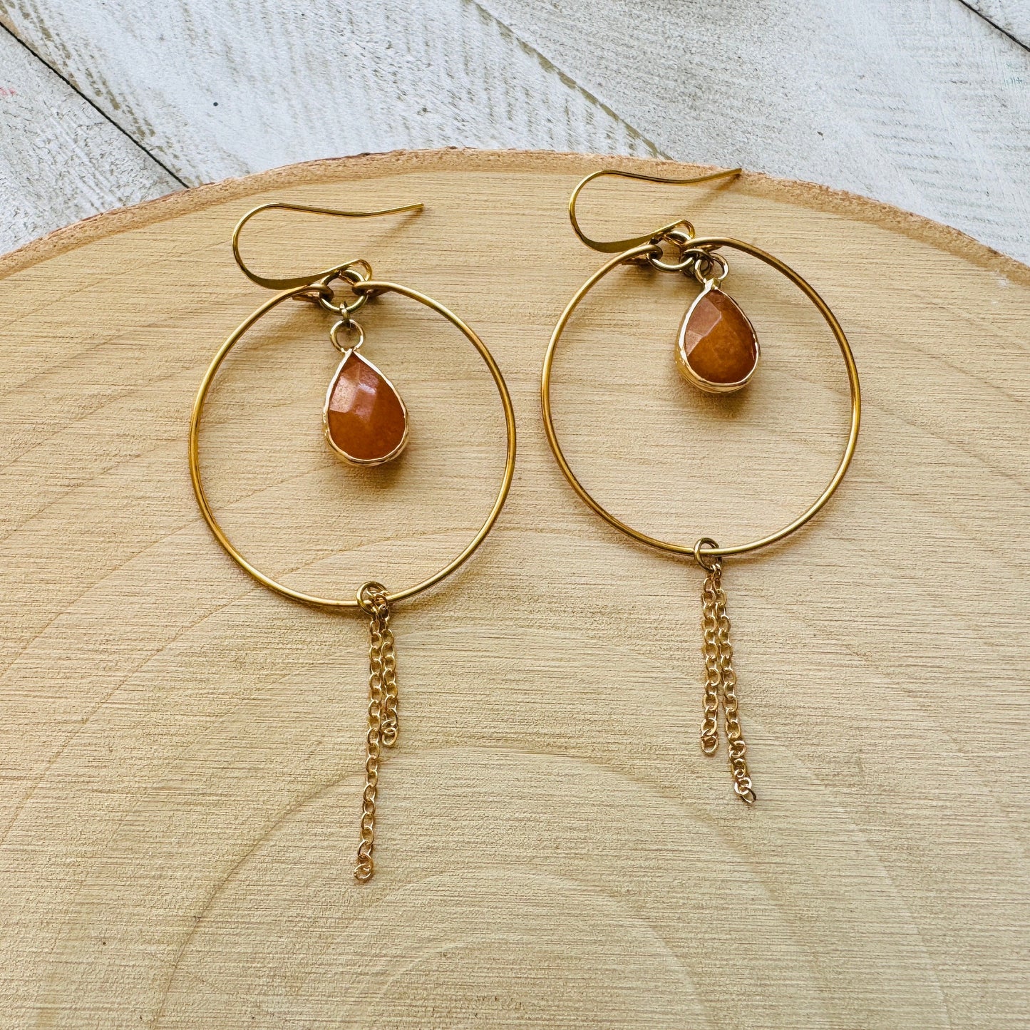 Aventurine Hoop Earrings
