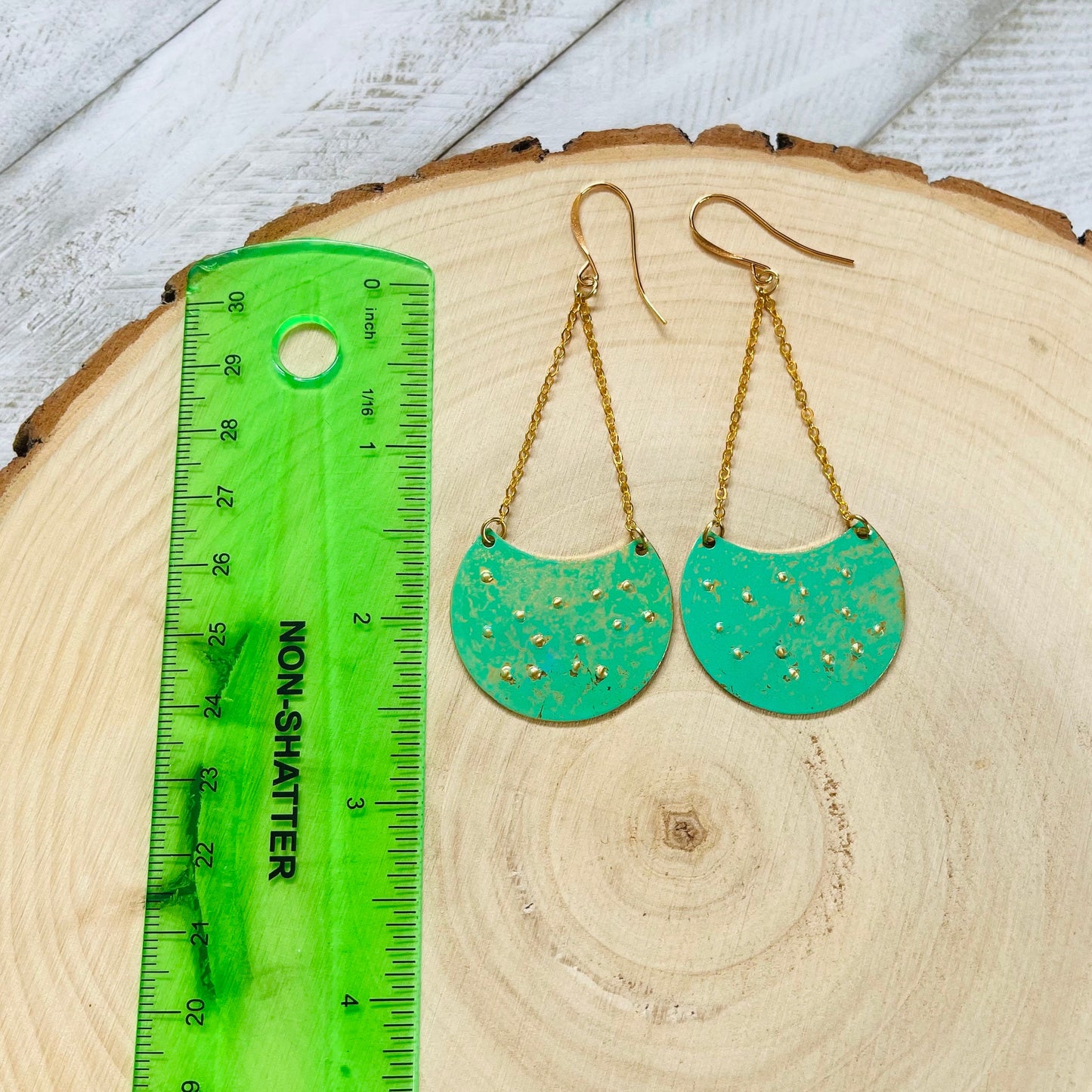 Patina Brass Dangle Earrings