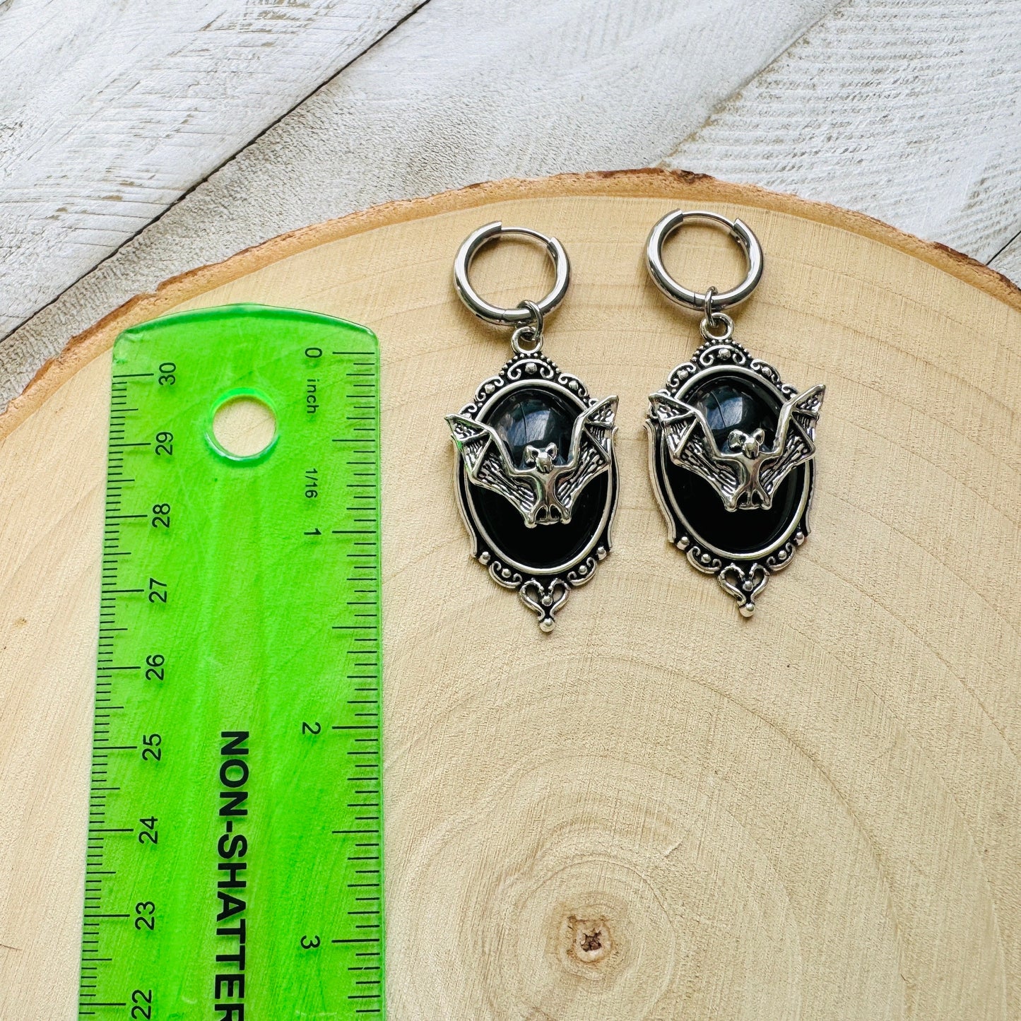Silver Bat Huggie Hoop Earrings