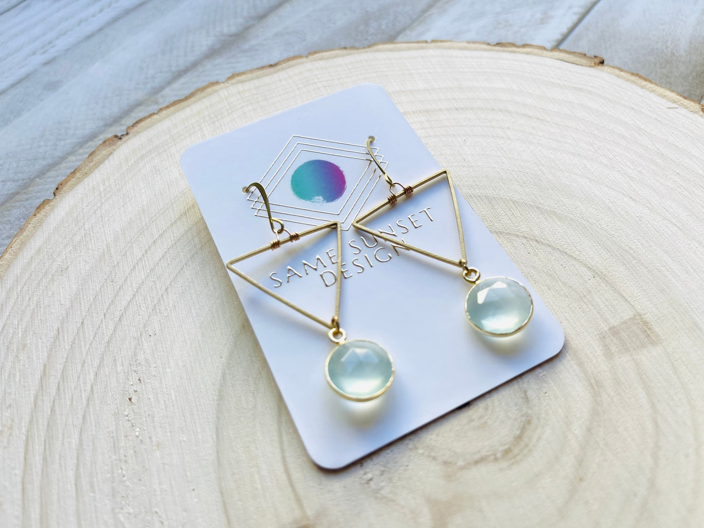 Triangle Chalcedony Earrings