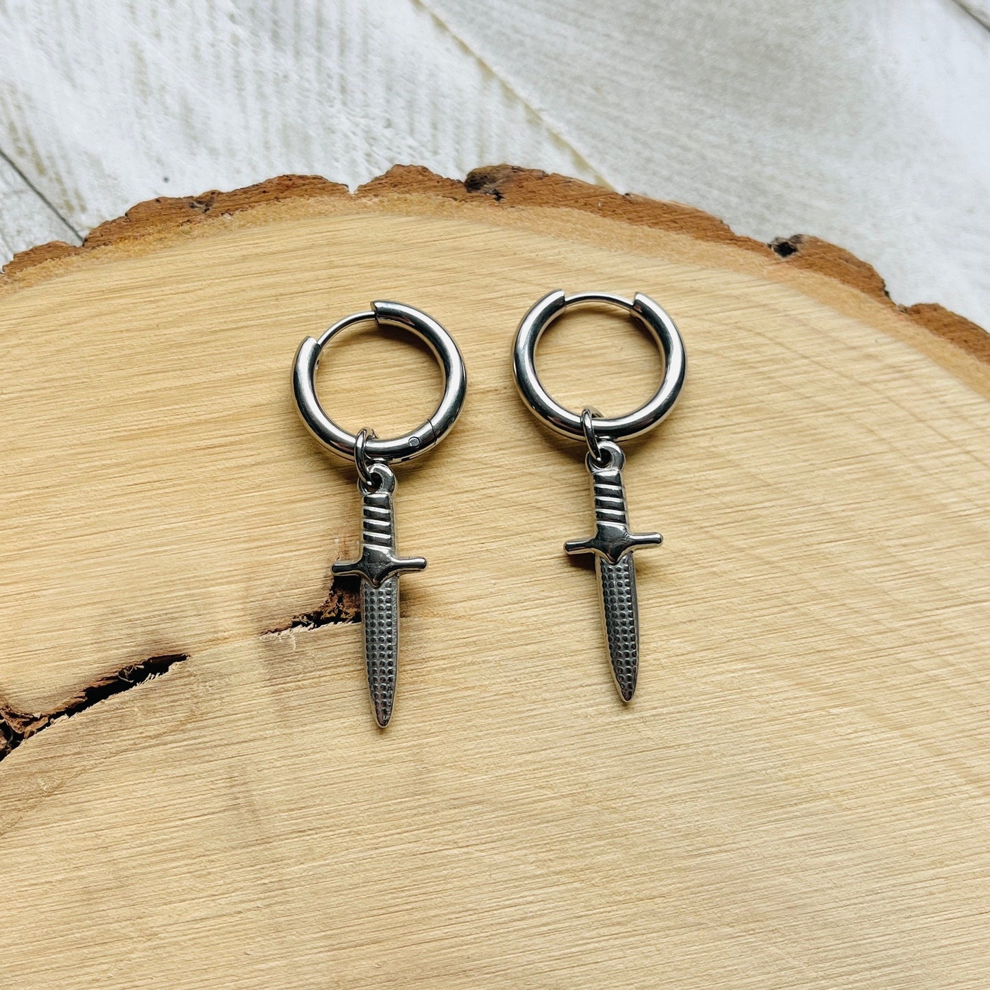 Dagger Huggie Hoop Earrings