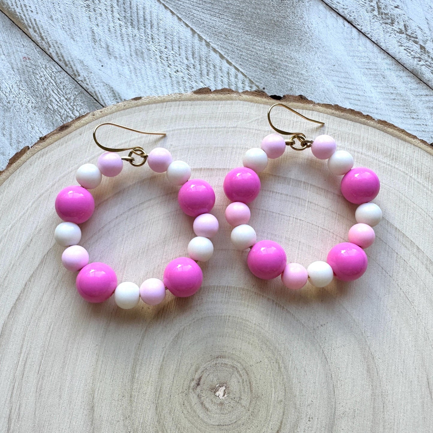 Pastel Bead Hoop Earrings
