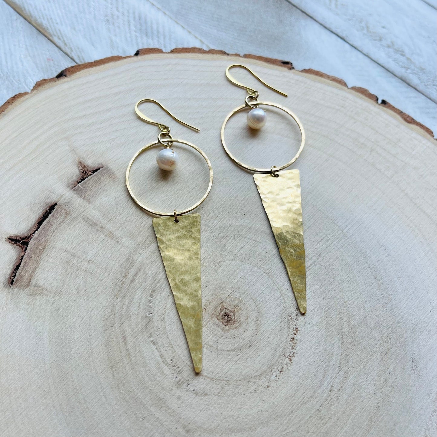 Pearl Triangle Earrings