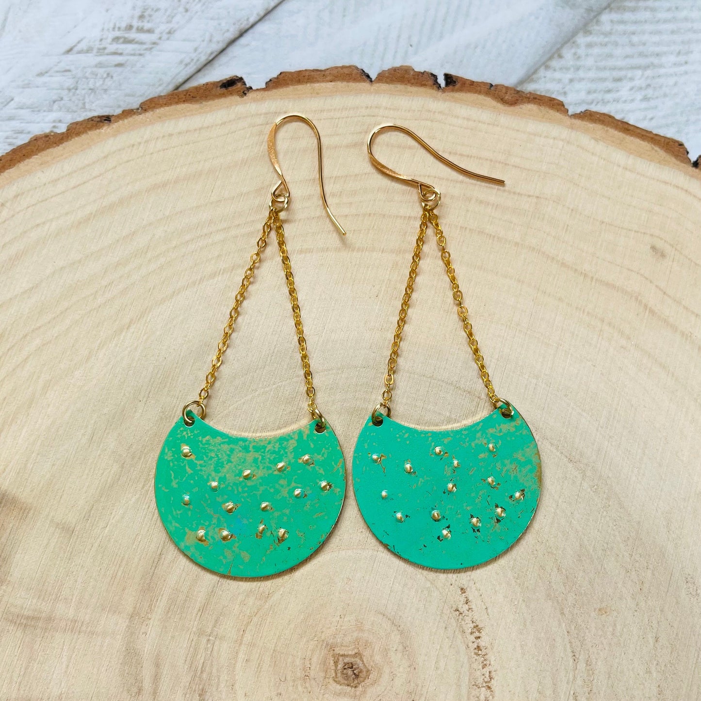 Patina Brass Dangle Earrings
