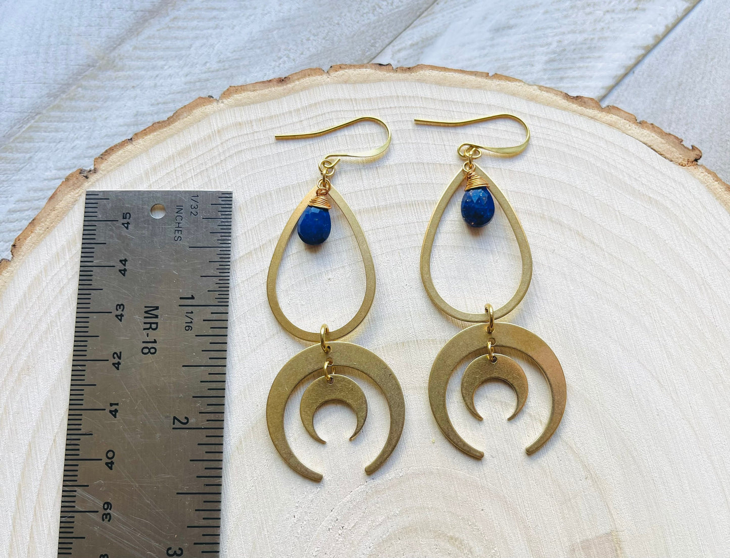Lapis Lazuli Crescent Moon Earrings