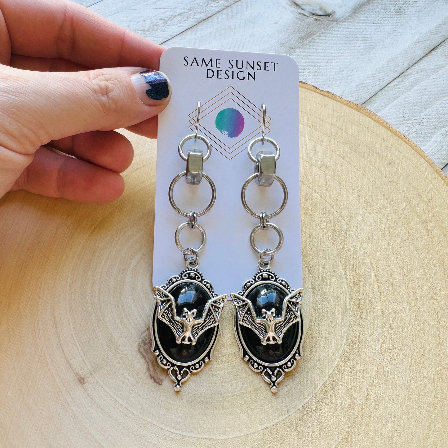 Silver Bat Earrings