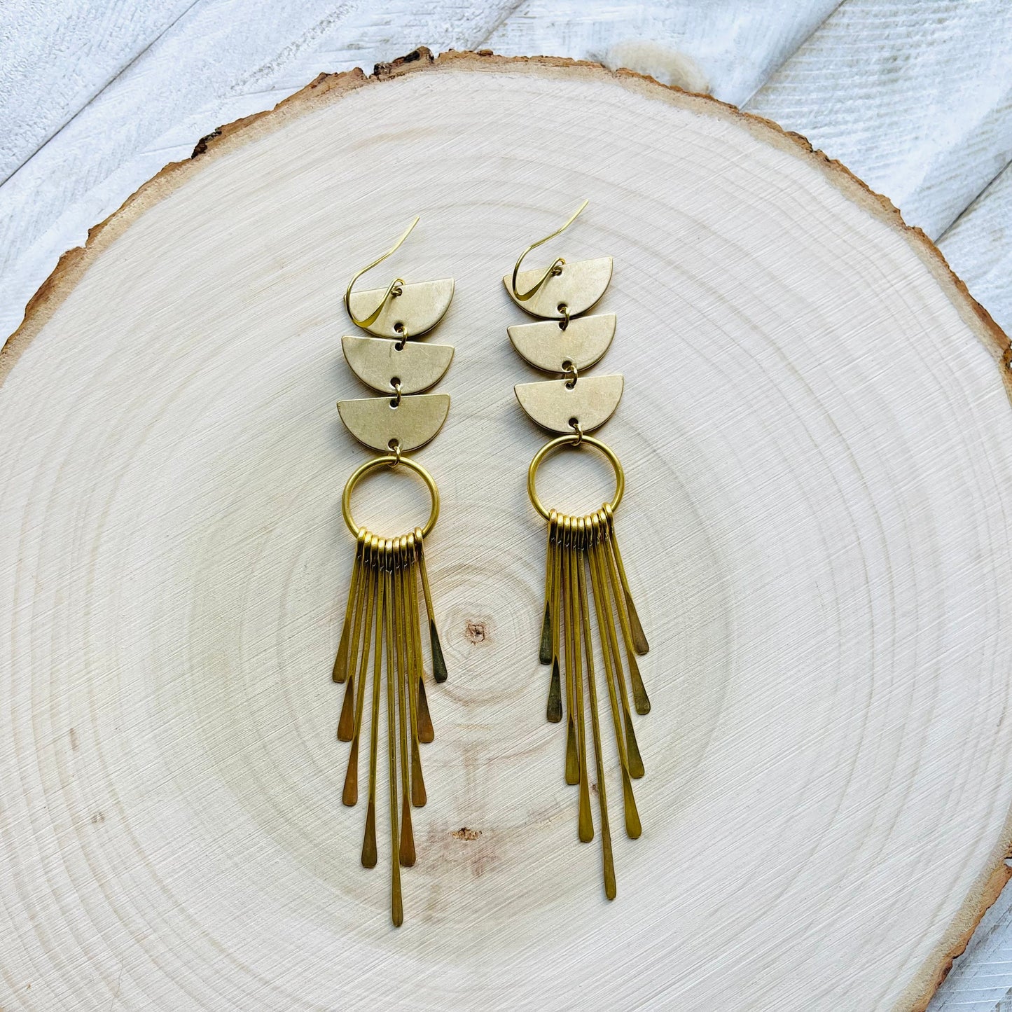 Geometric Brass Fringe Earrings