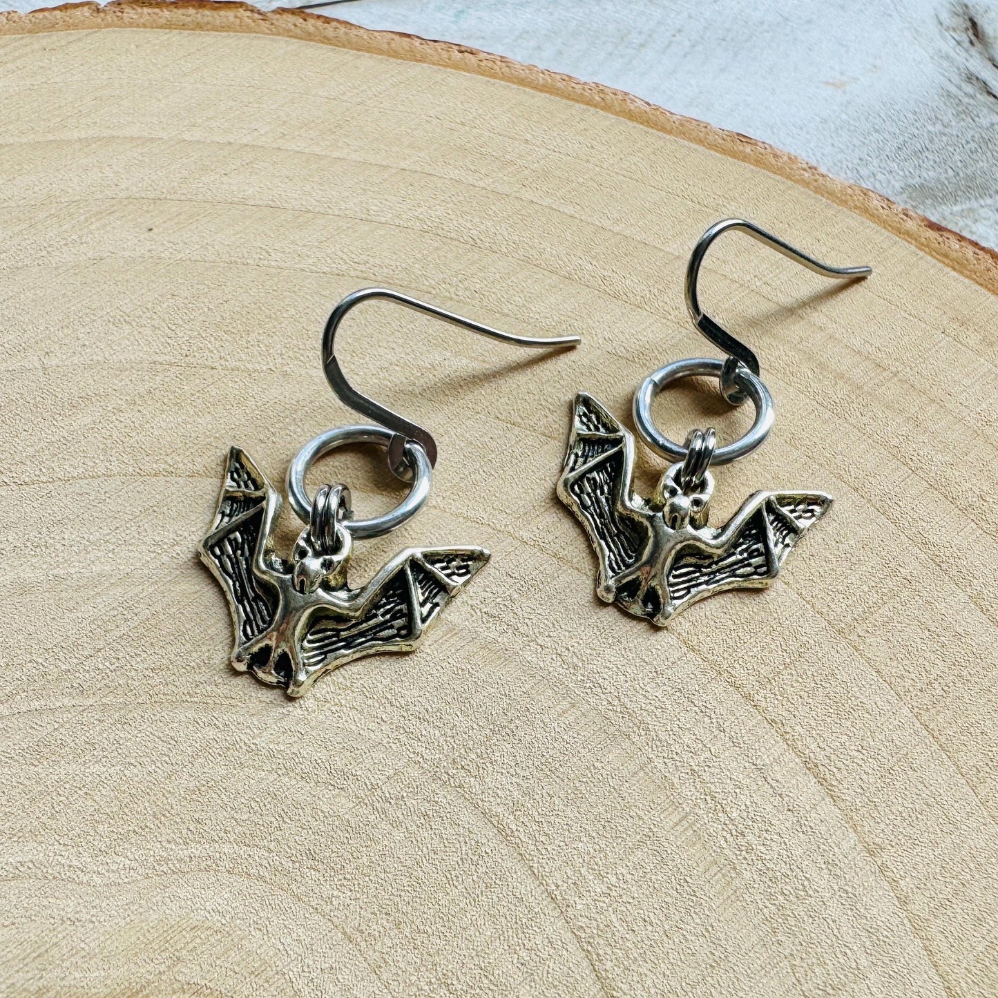 Silver Bat Earrings