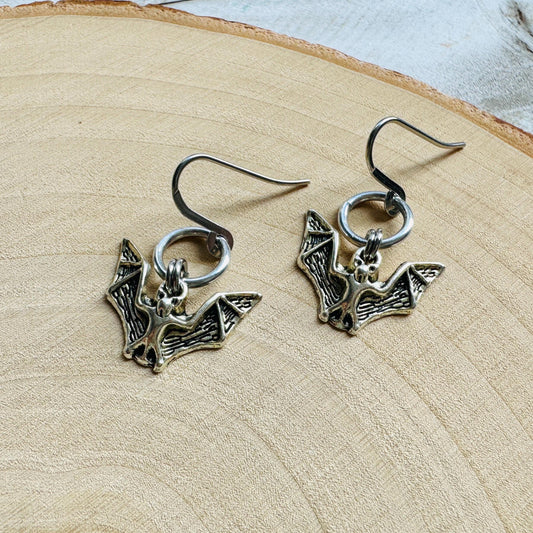 Silver Bat Earrings