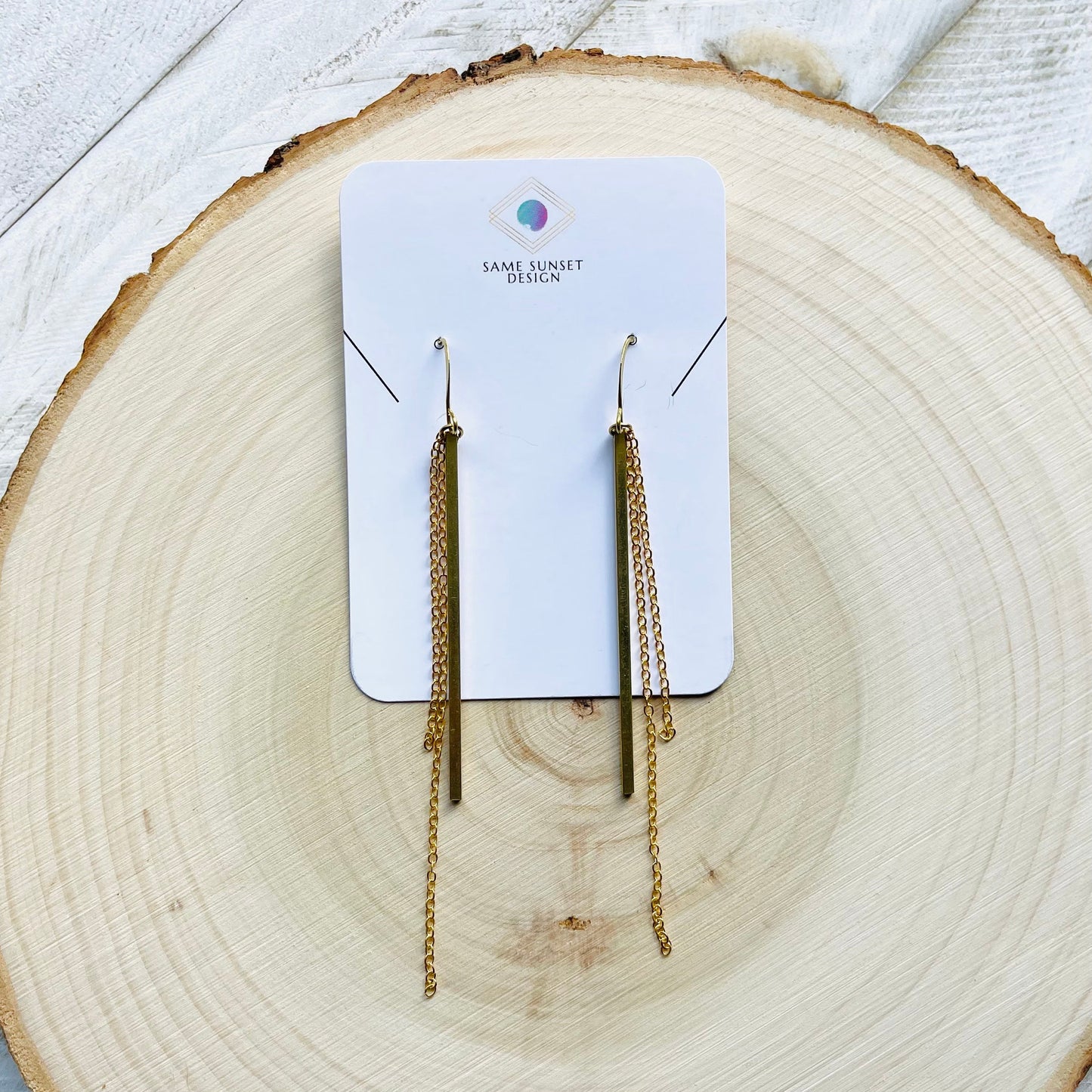 Geometric Brass Bar Earrings