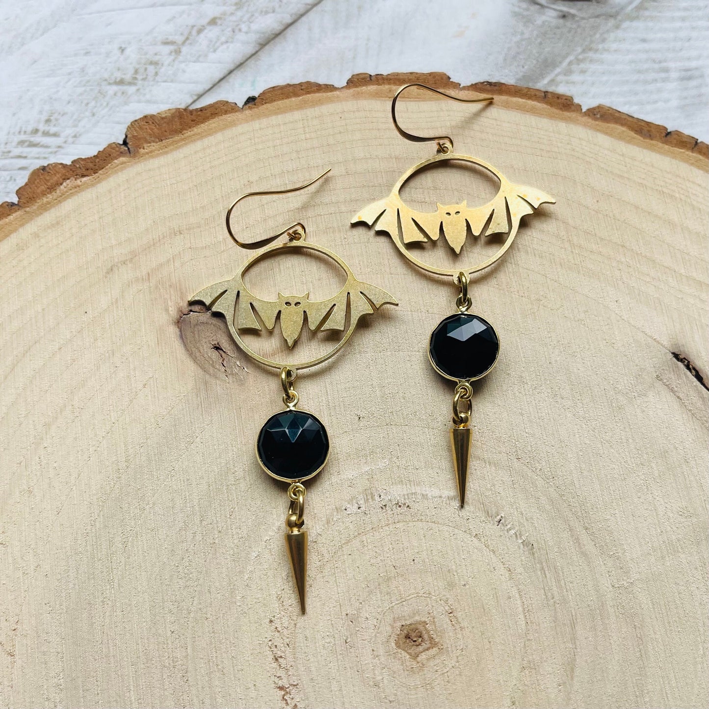Onyx Bat Earrings