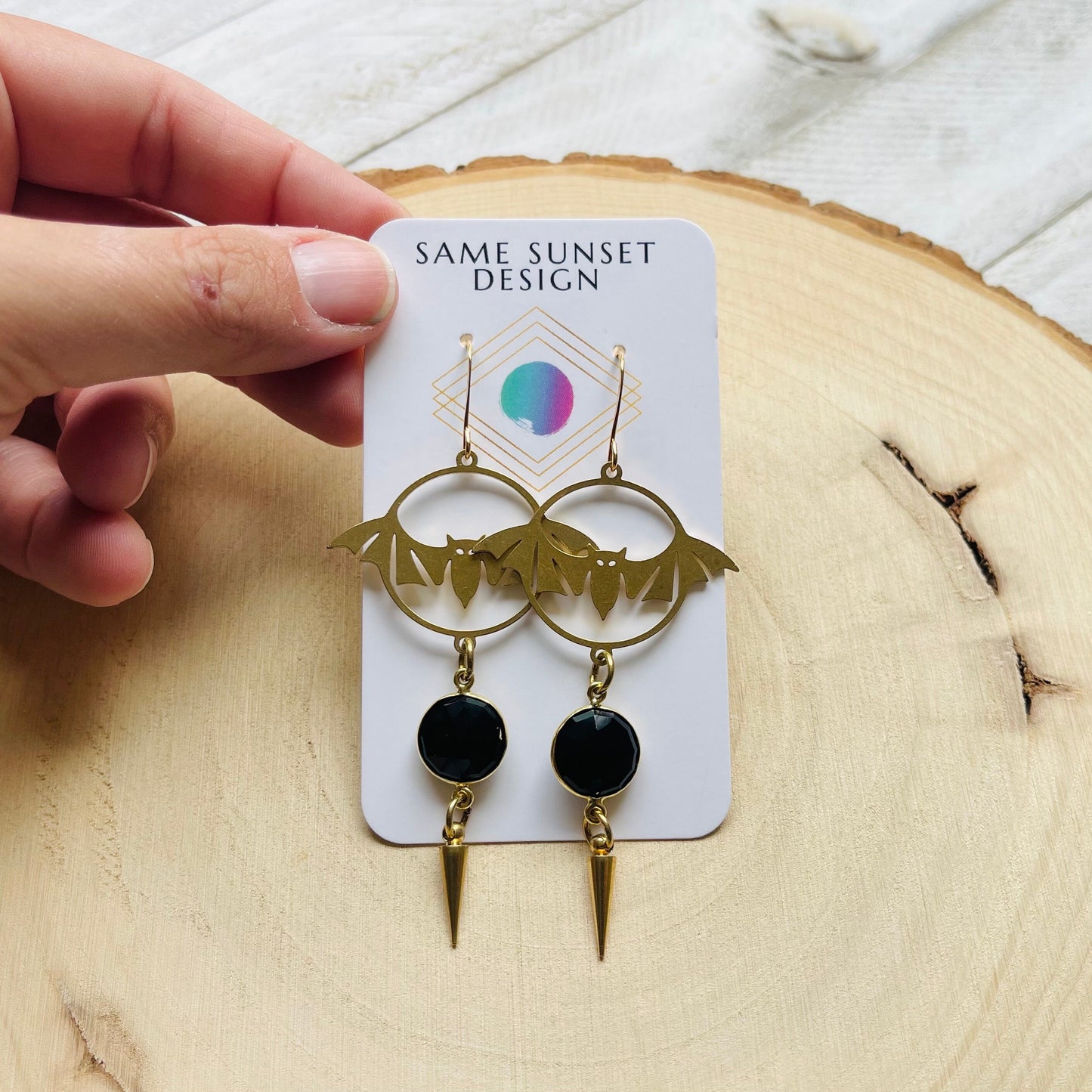 Onyx Bat Earrings