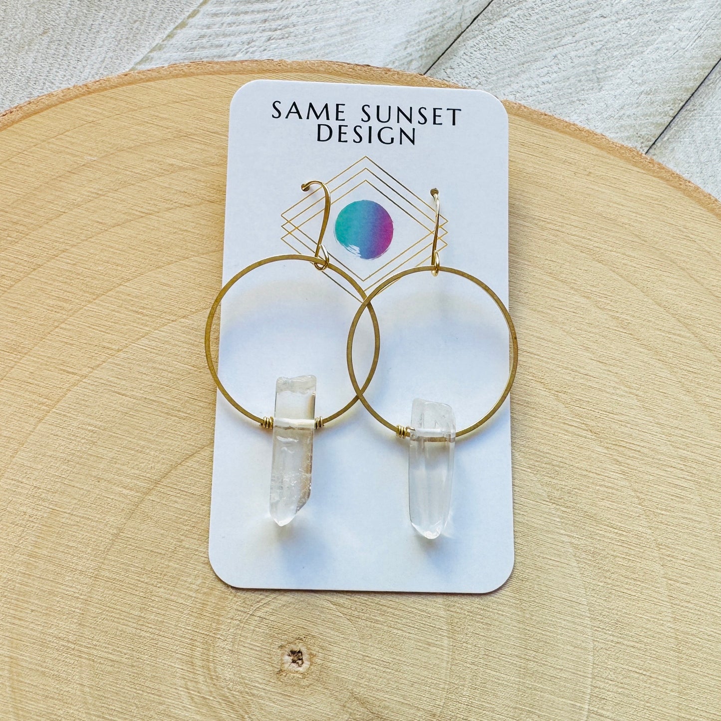 Raw Quartz Hoop Earrings