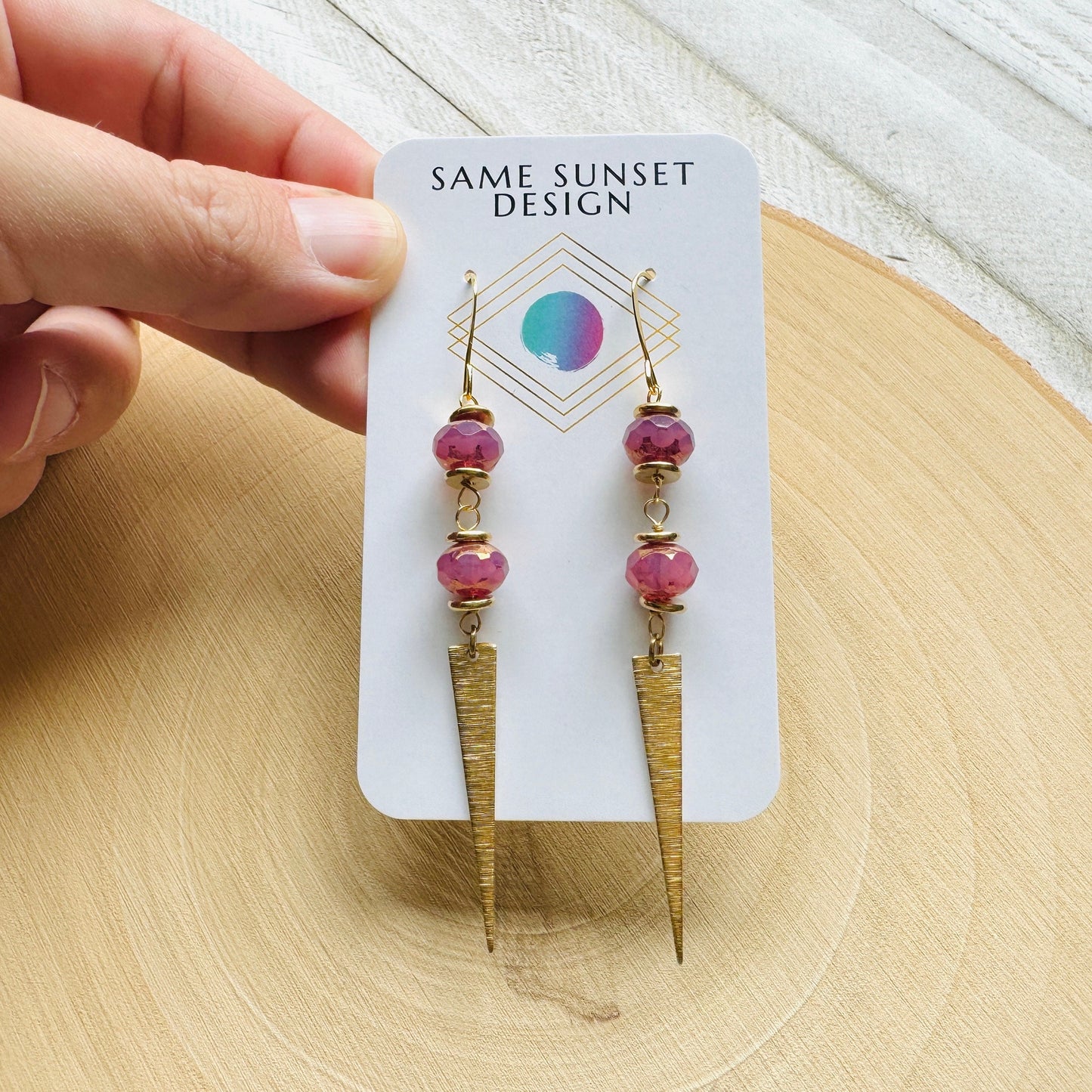 Pink Triangle Earrings
