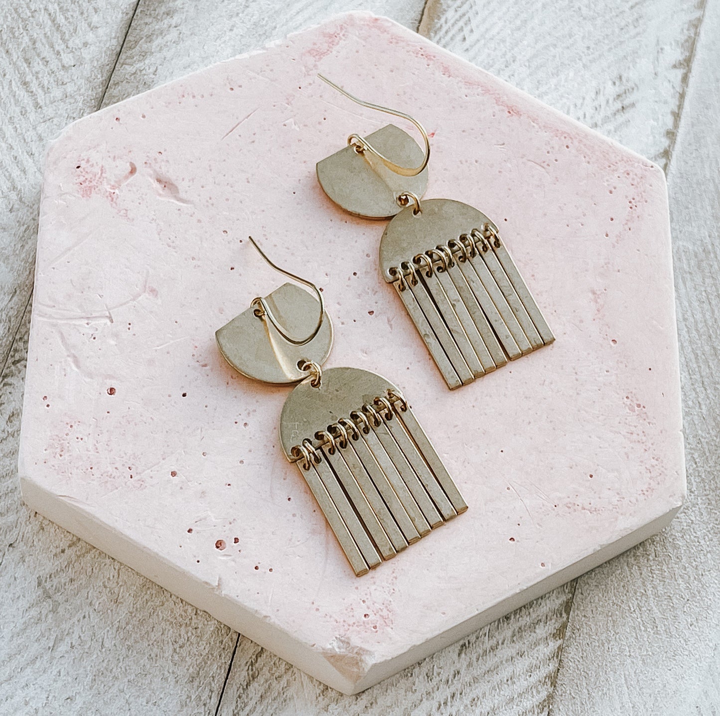 Geometric Brass Fringe Earrings