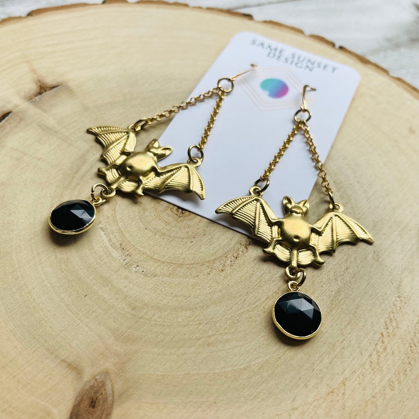Onyx Bat Earrings