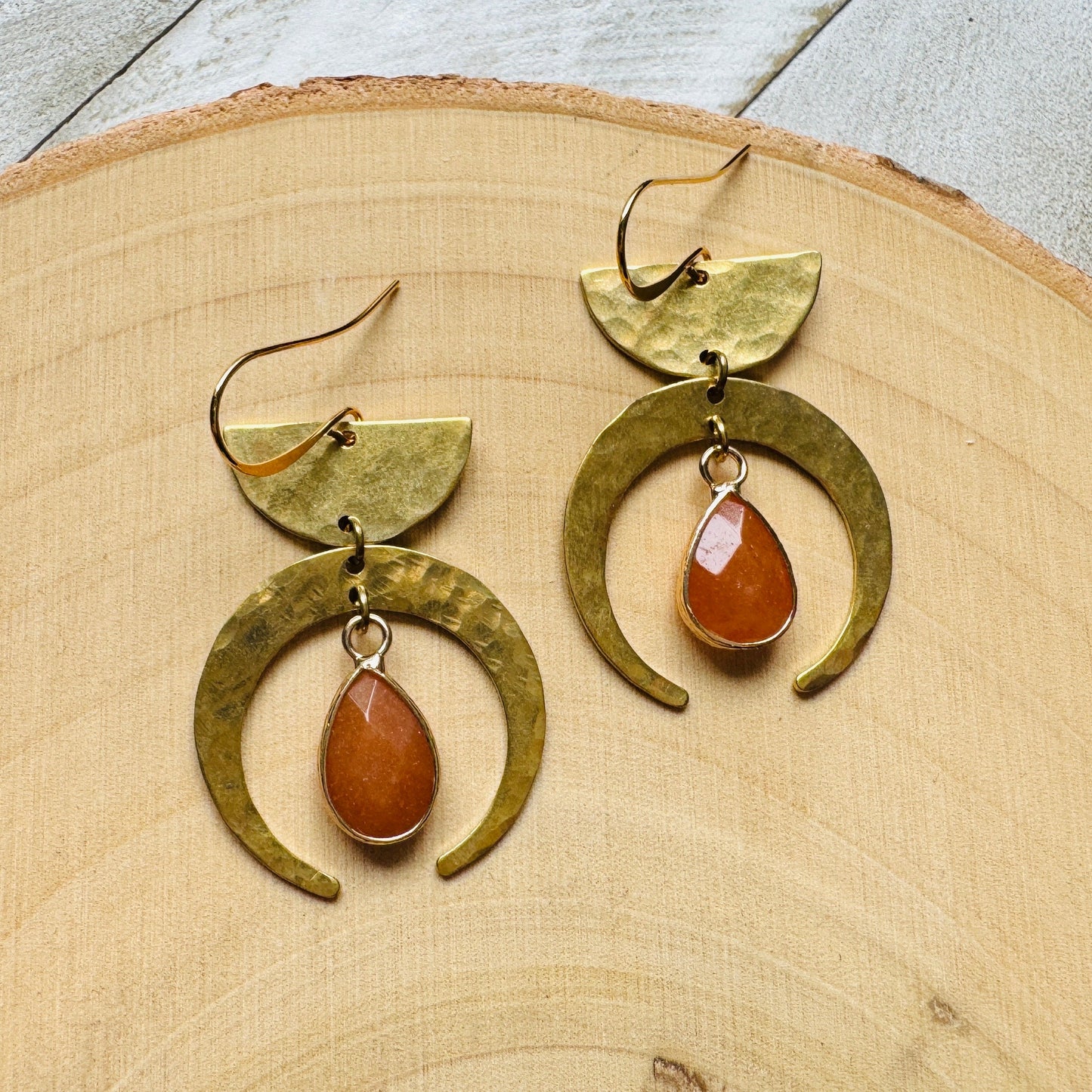 Aventurine Moon Earrings