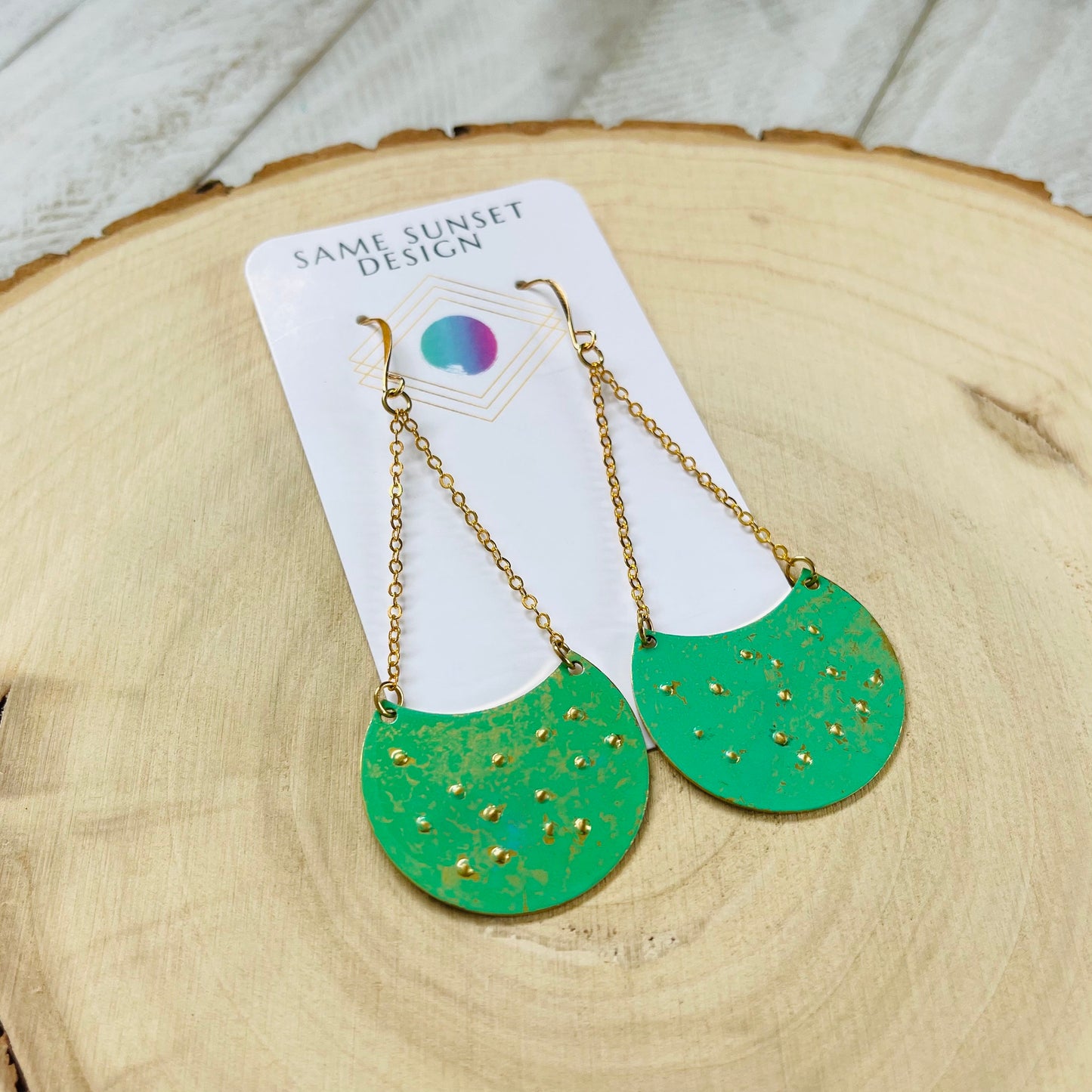 Patina Brass Dangle Earrings