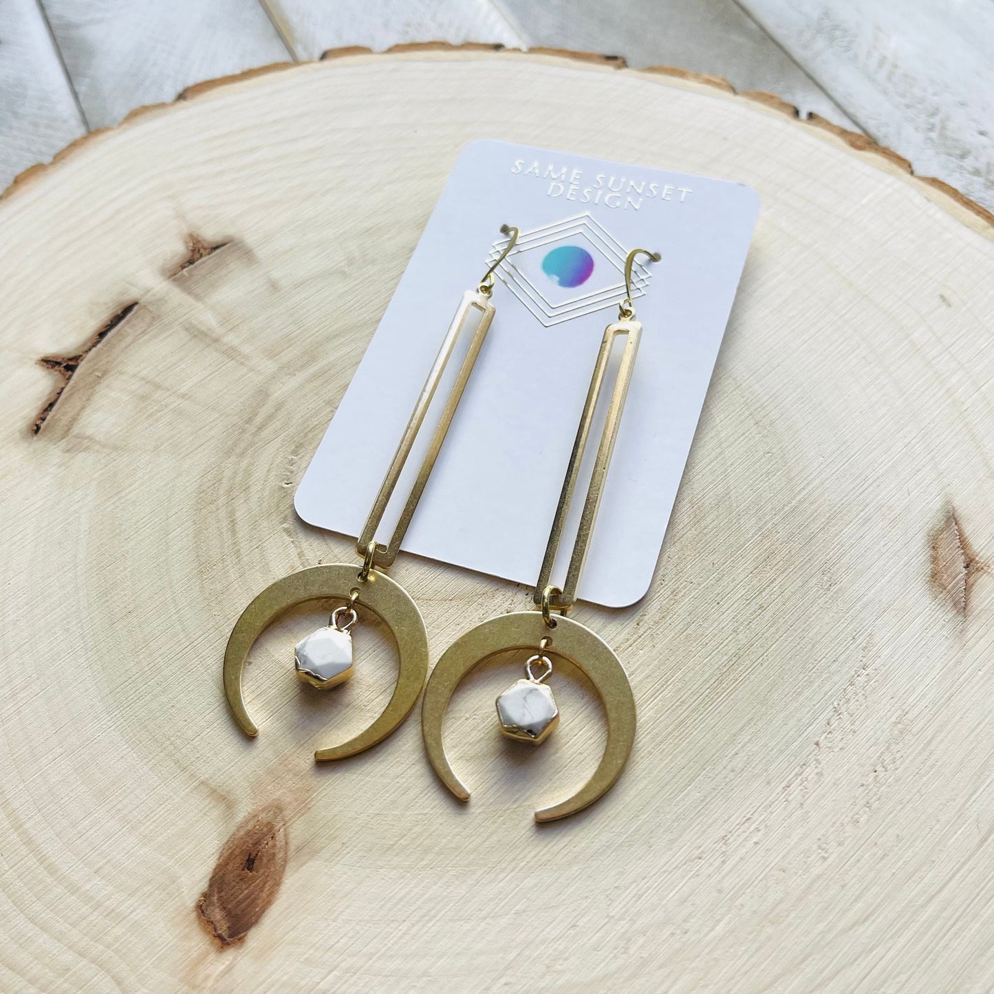 Howlite Moon Earrings