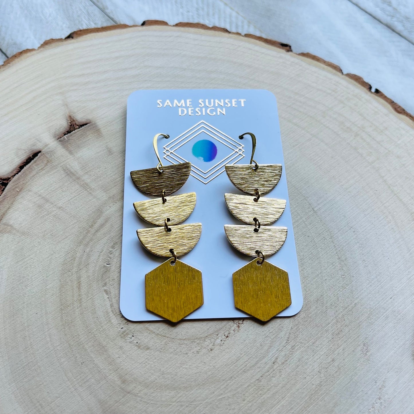 Geometric Brass Dangle Earrings