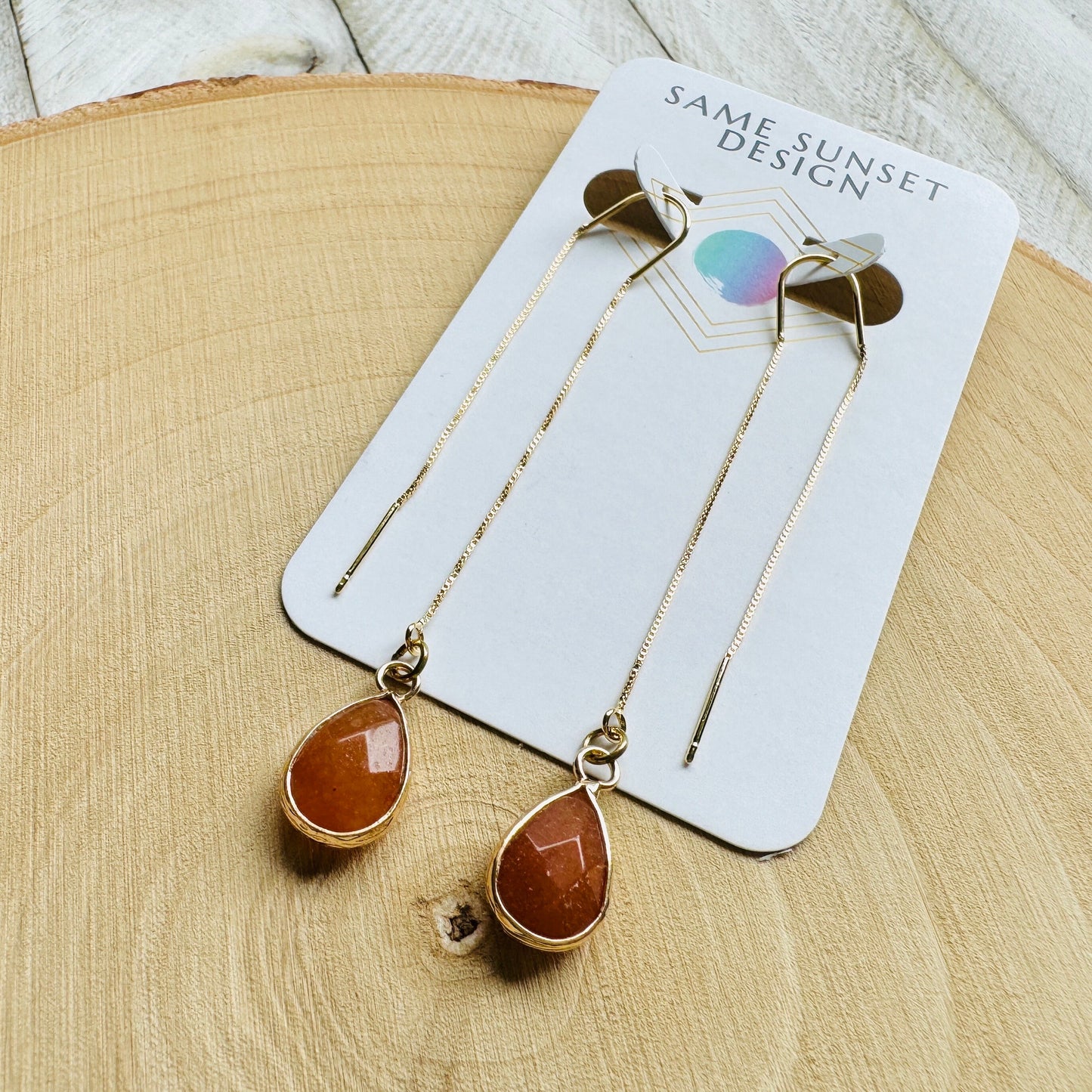 Aventurine Threader Earrings