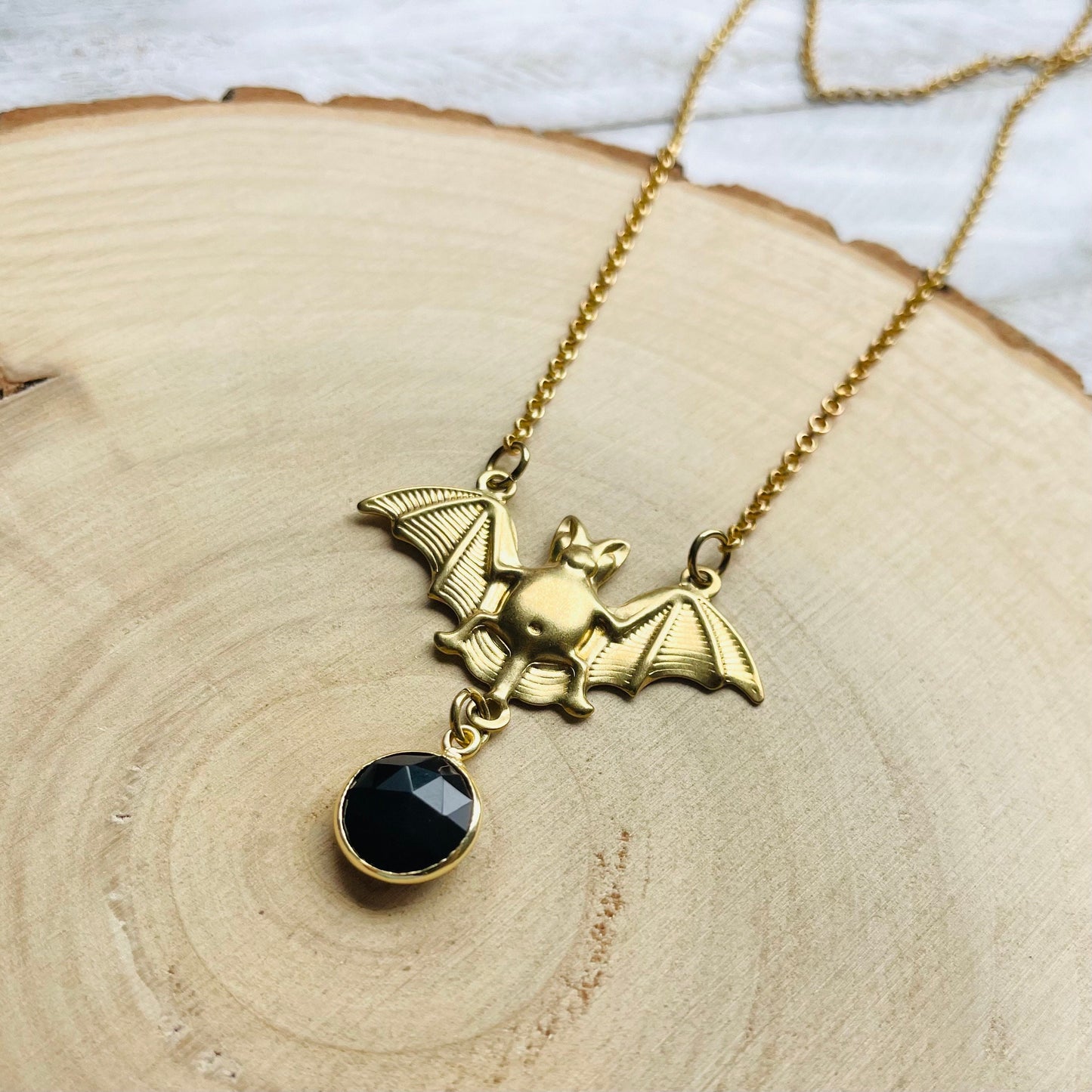Onyx Bat Necklace
