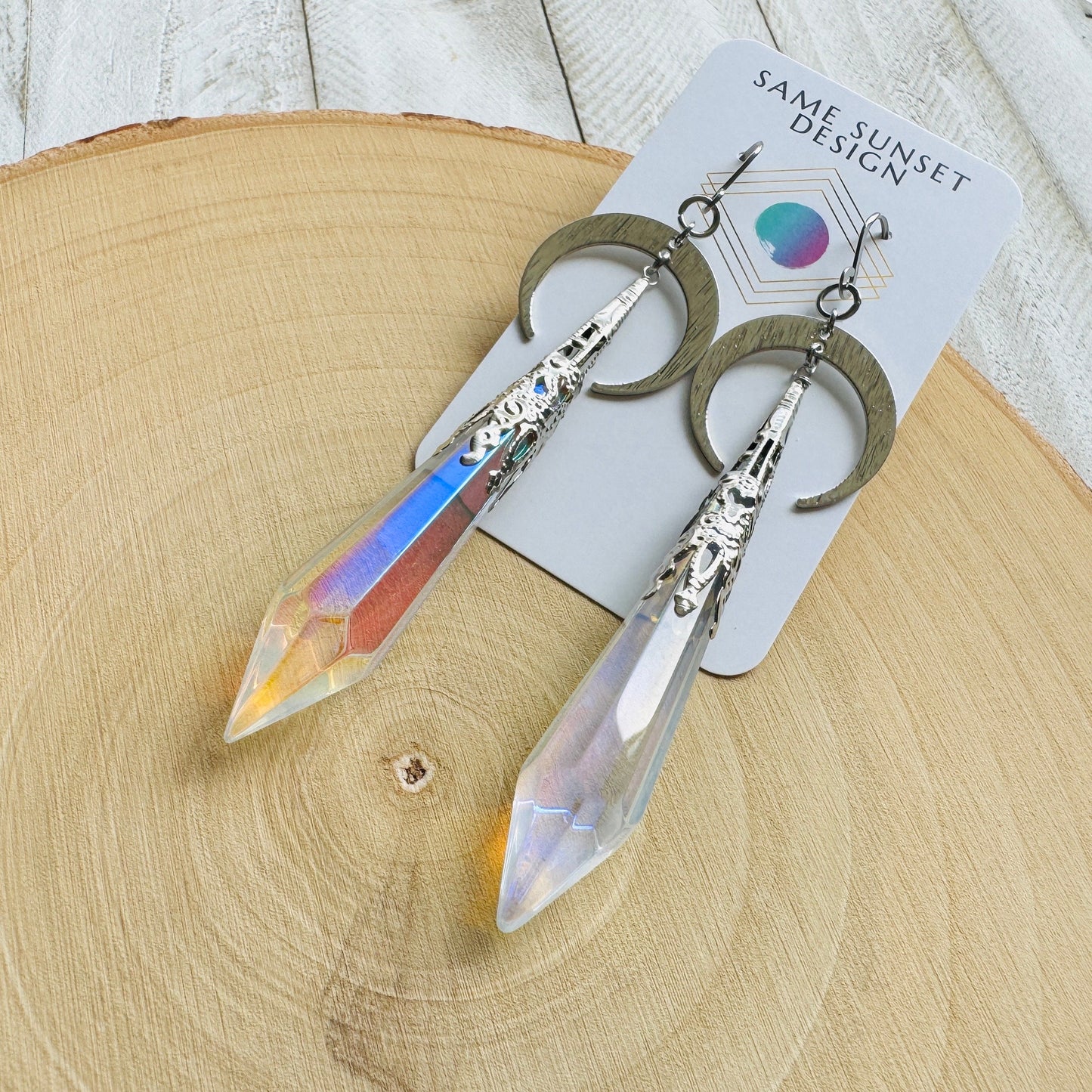 Crescent Moon Crystal Earrings