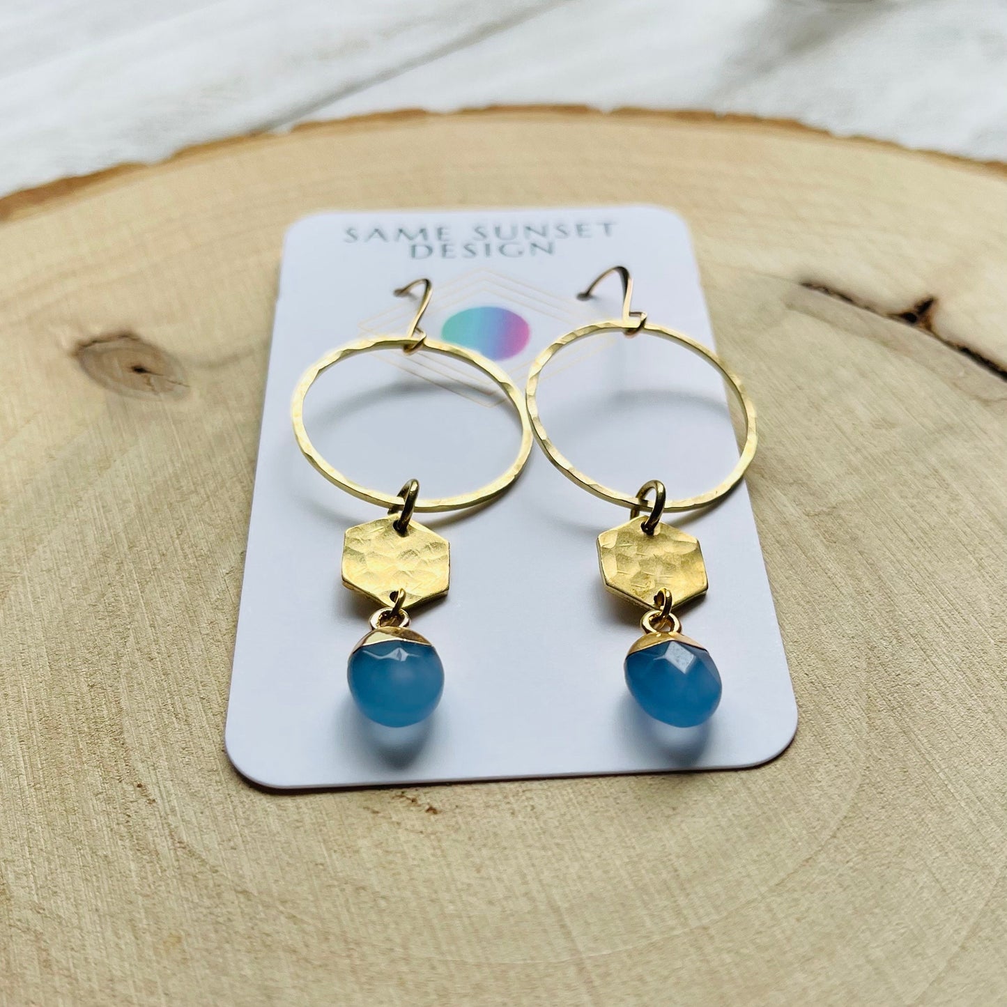 Jade Brass Hoop Earrings