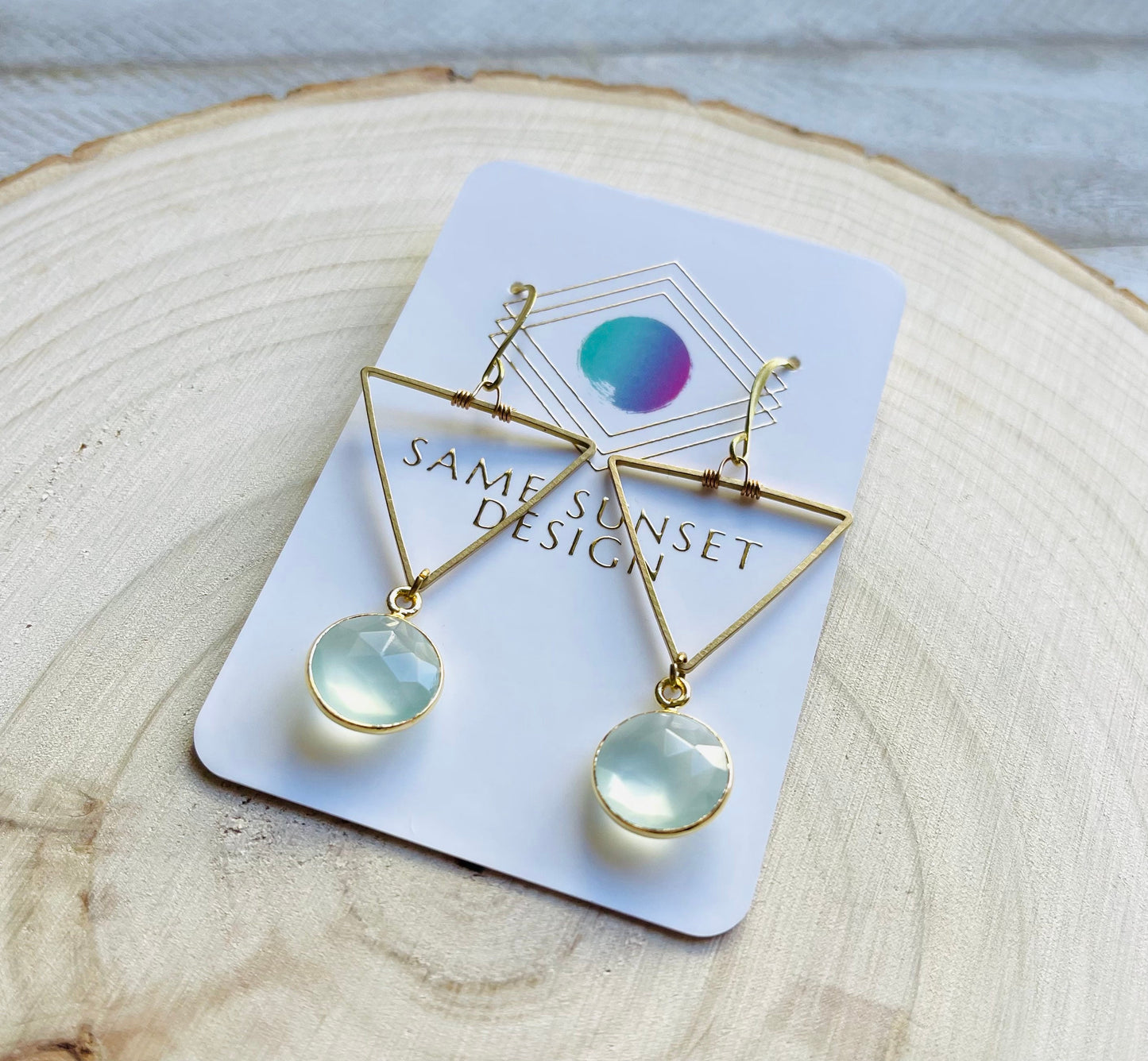 Triangle Chalcedony Earrings
