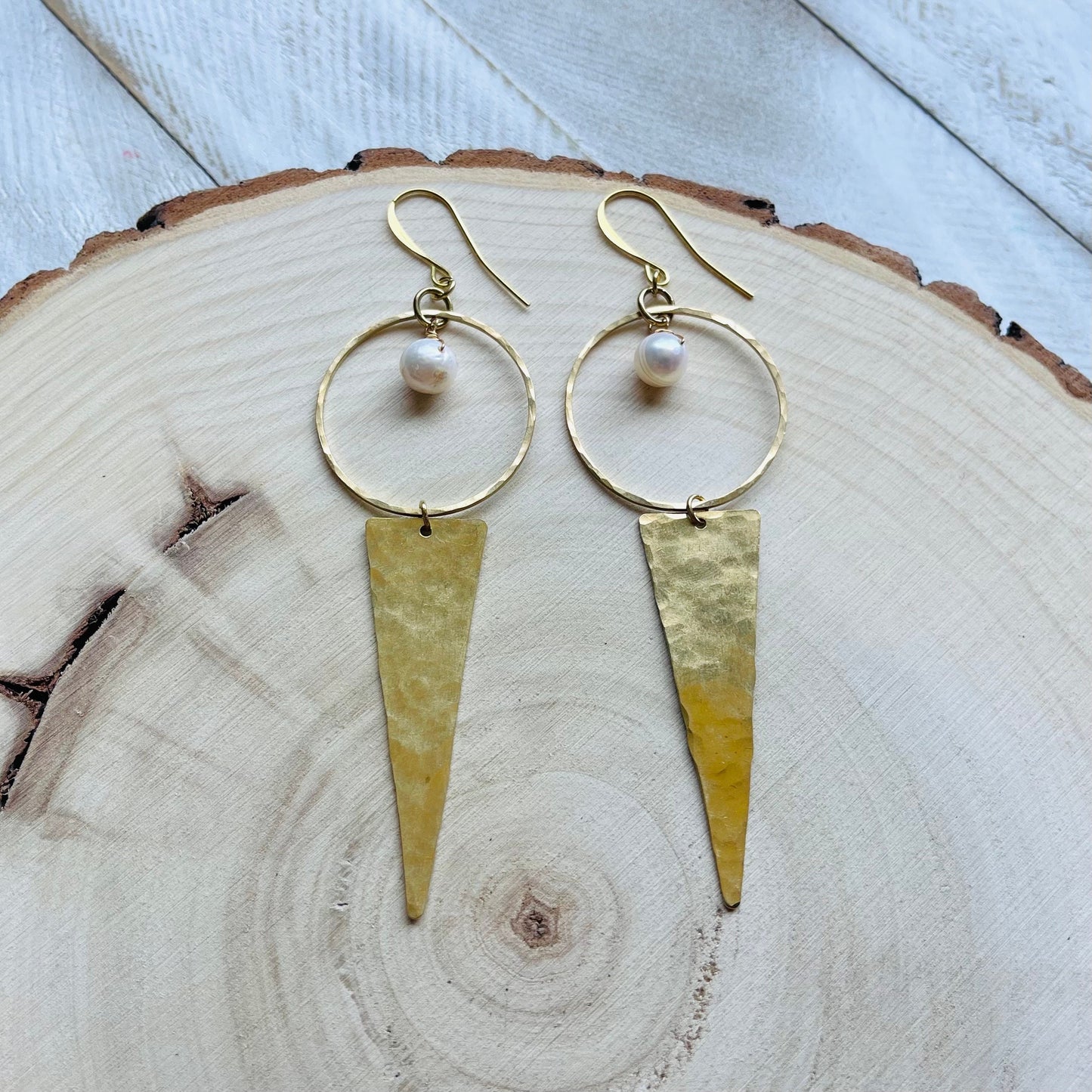 Pearl Triangle Earrings