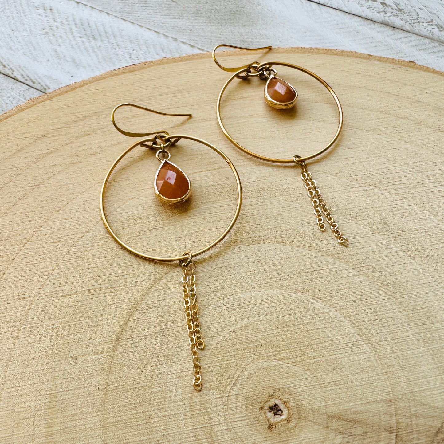 Aventurine Hoop Earrings