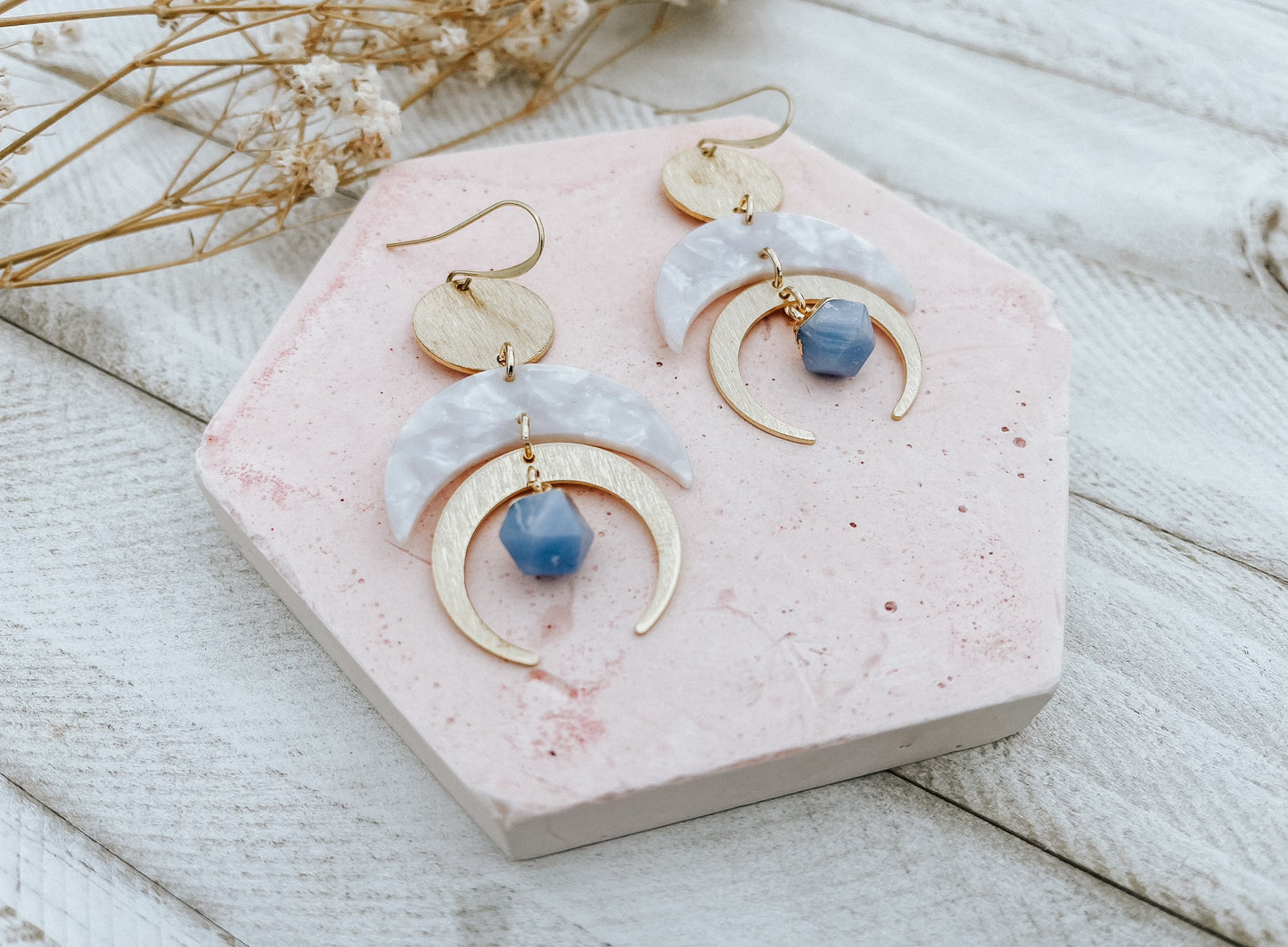 Agate Moon Earrings