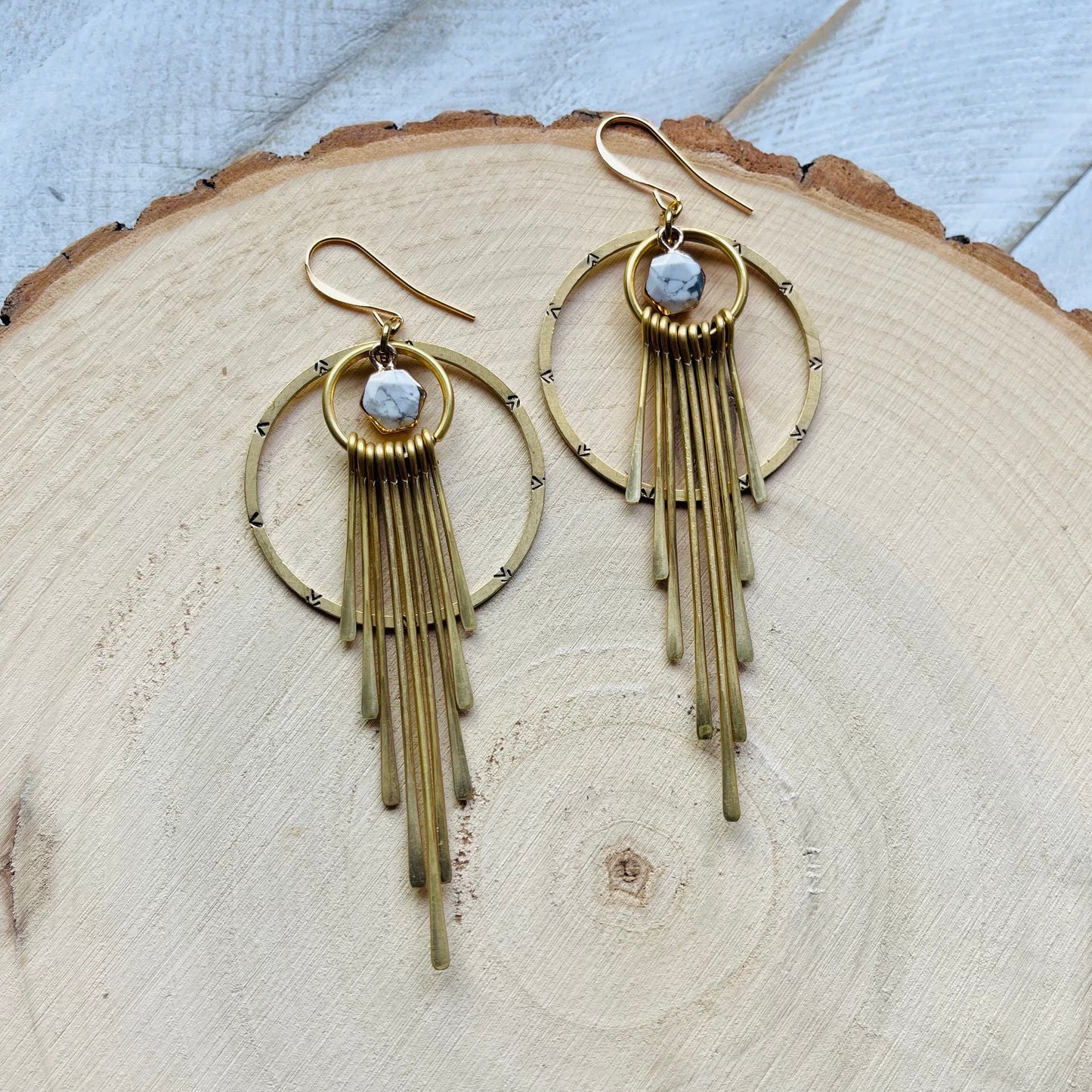 Howlite Hoop Fringe Earrings