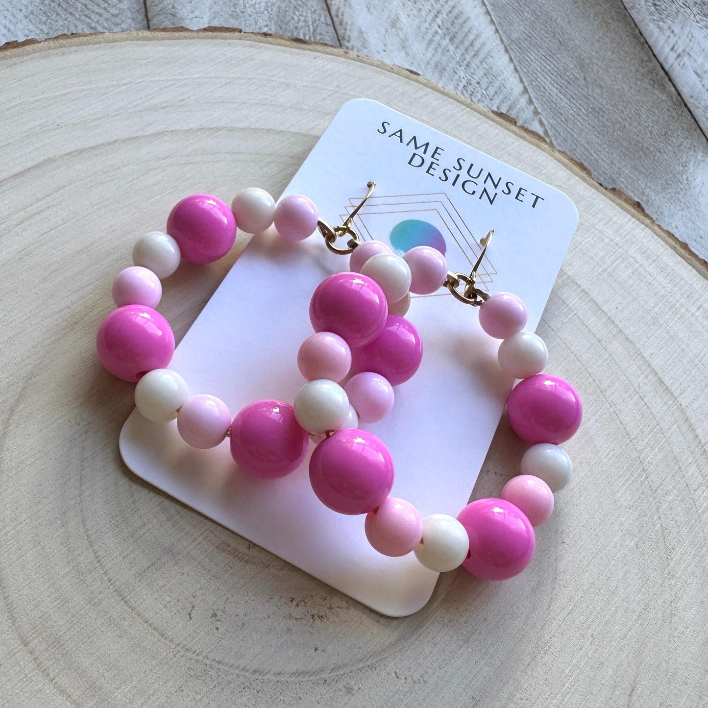 Pastel Bead Hoop Earrings
