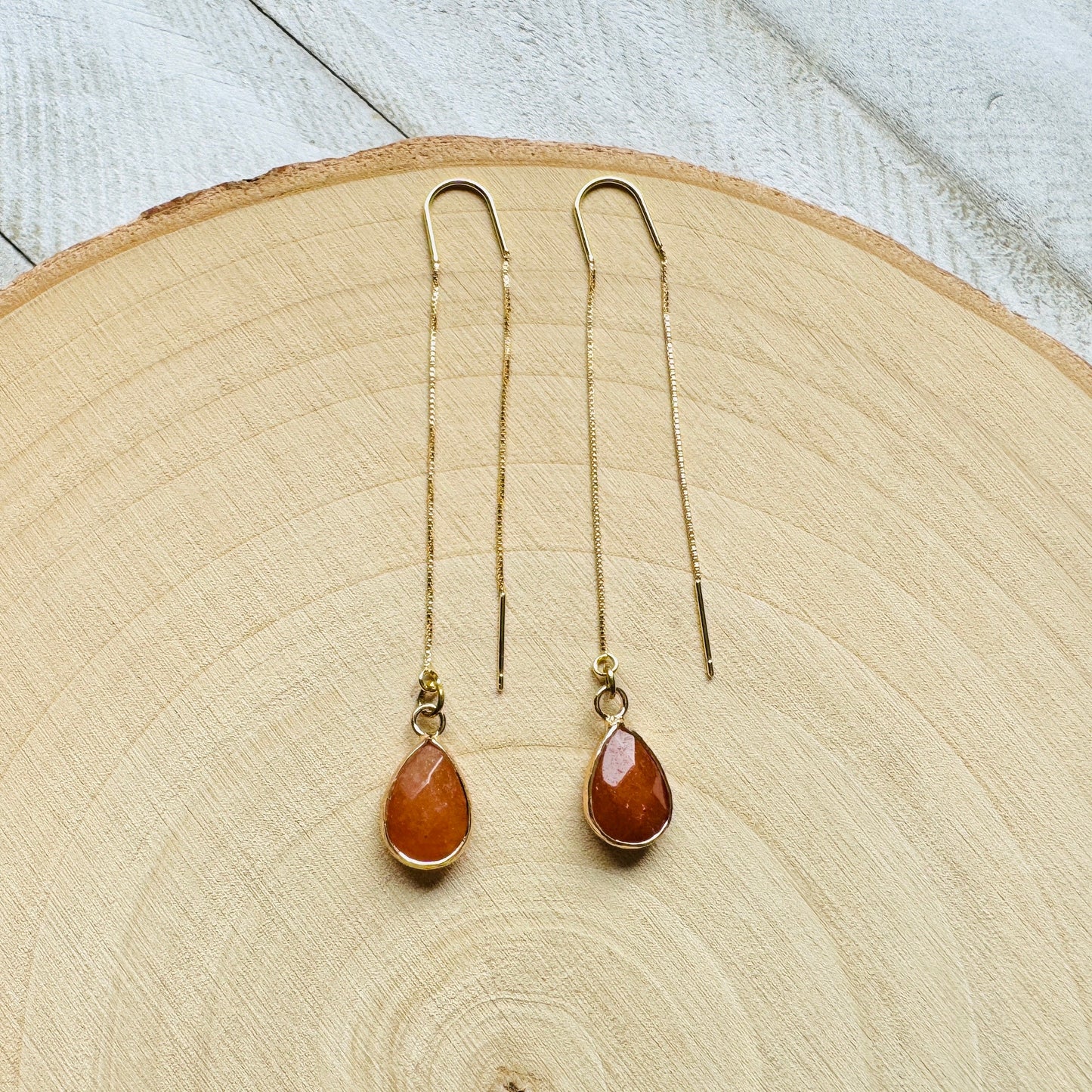 Aventurine Threader Earrings