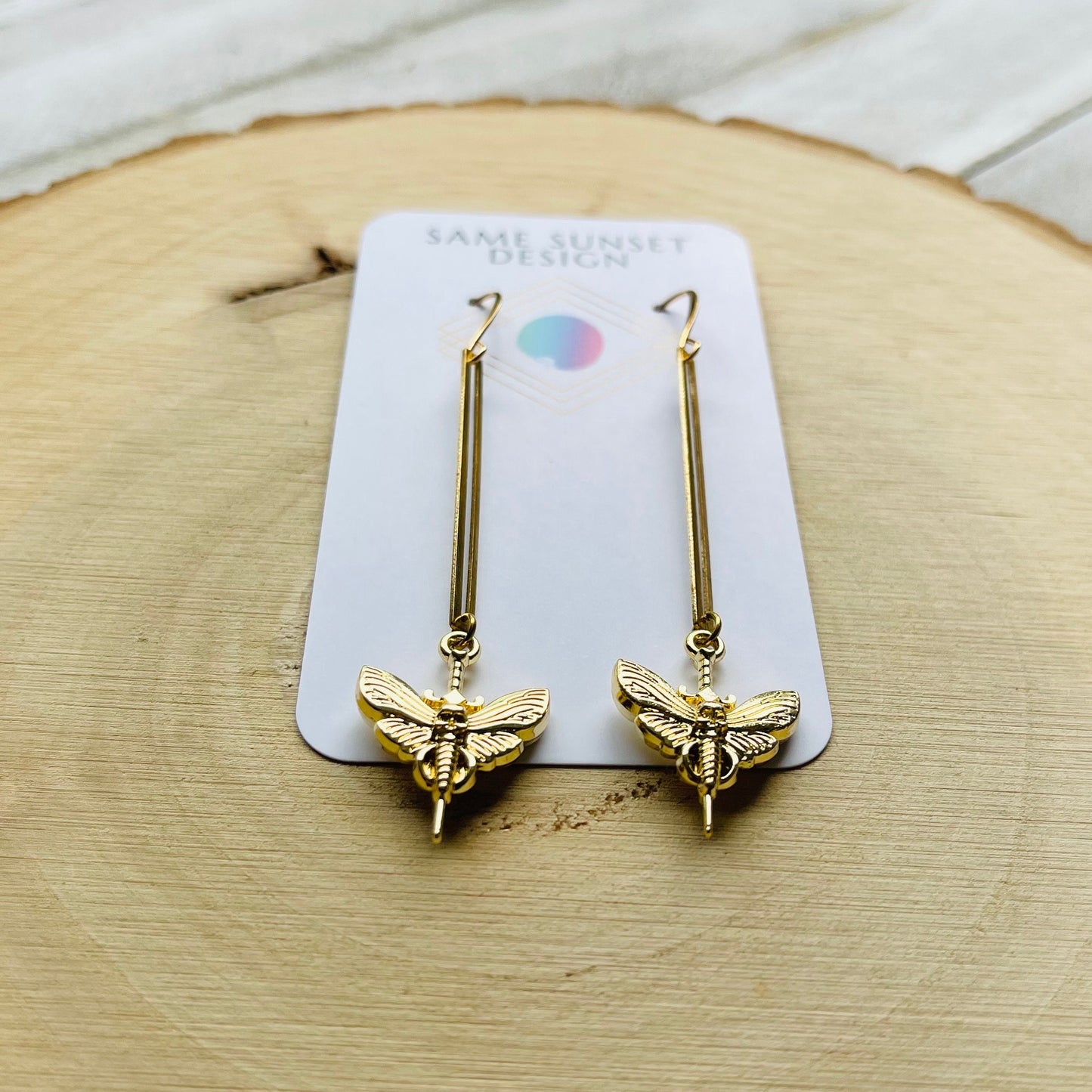 Brass Moth Earrings