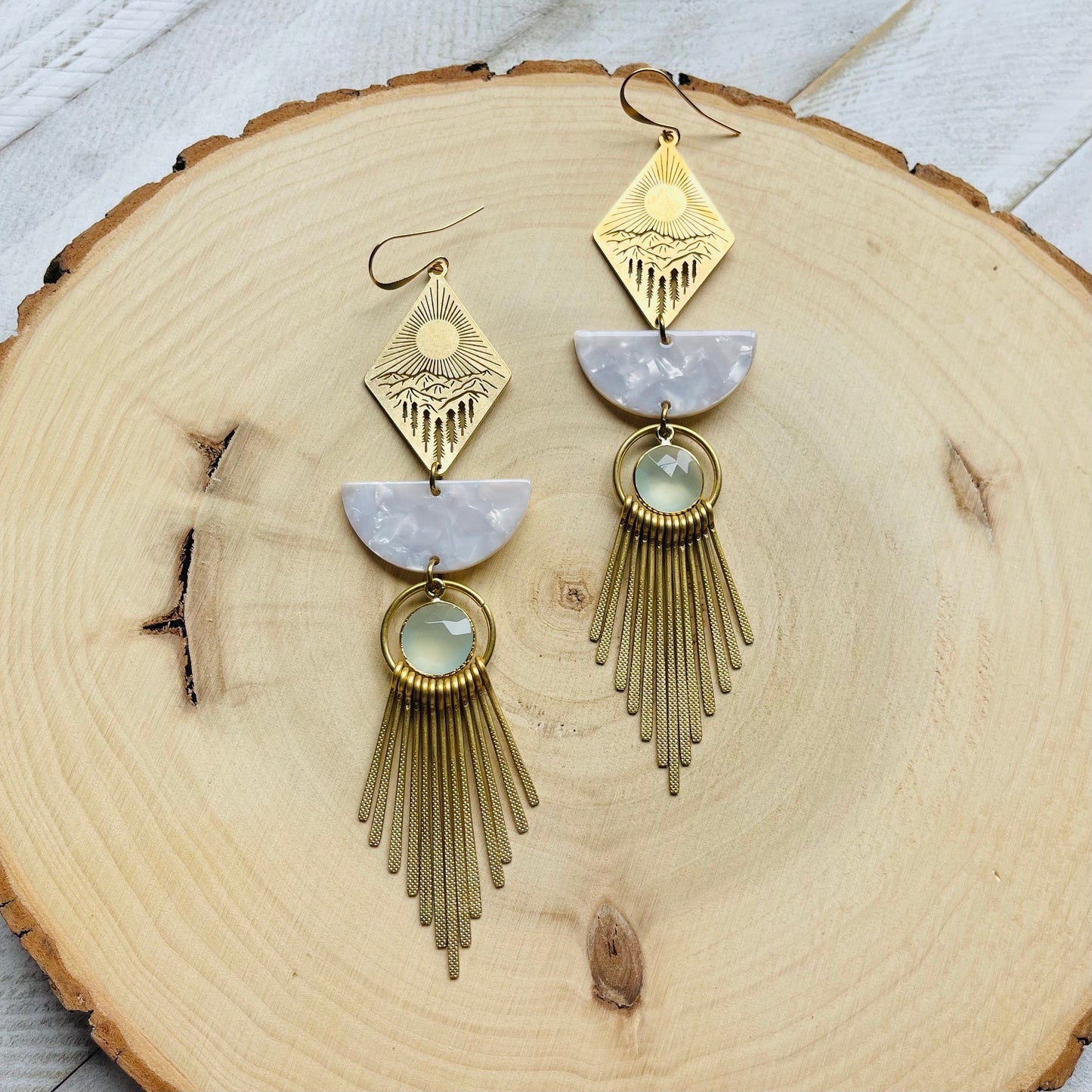 Chalcedony  Mountain Fringe Earrings