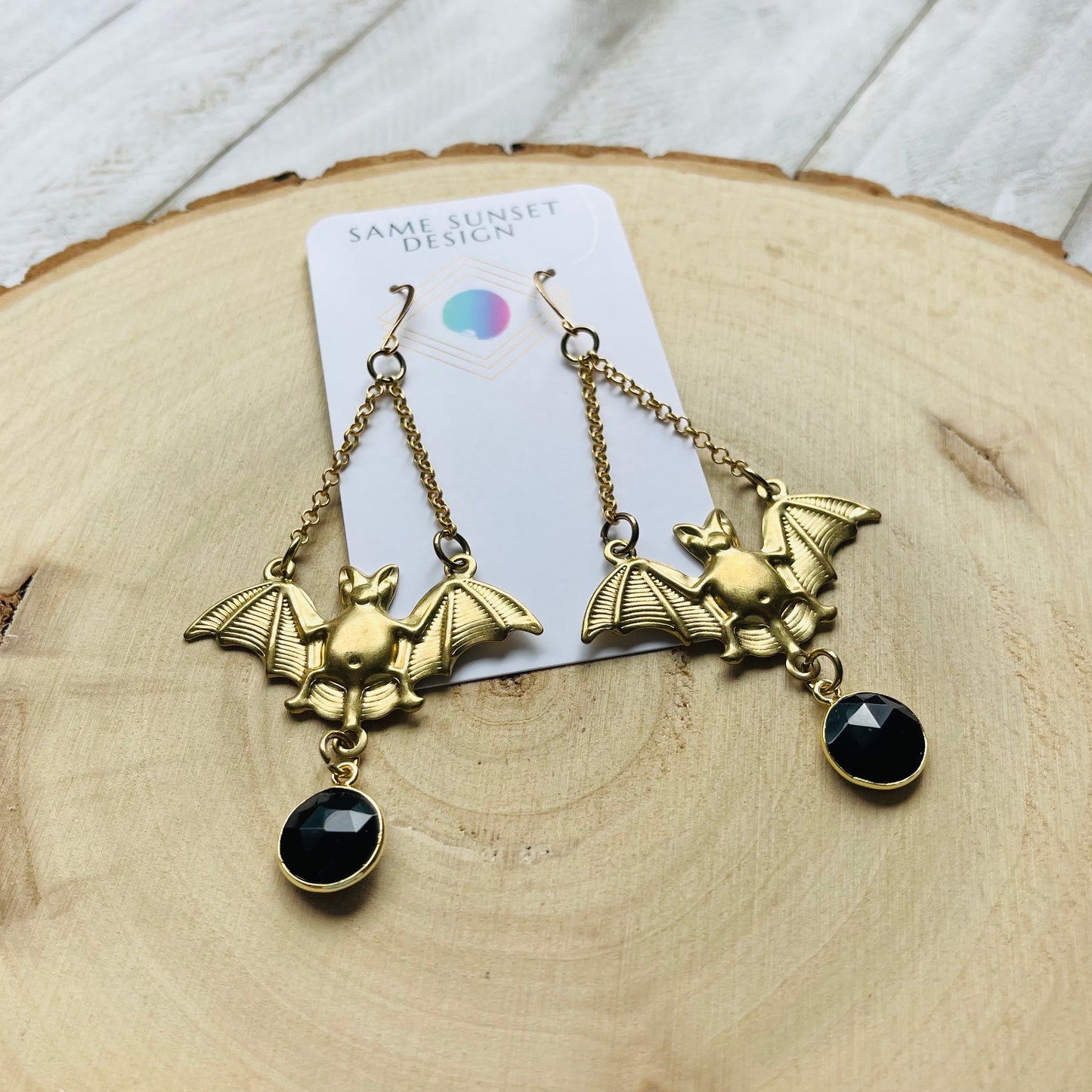 Onyx Bat Earrings