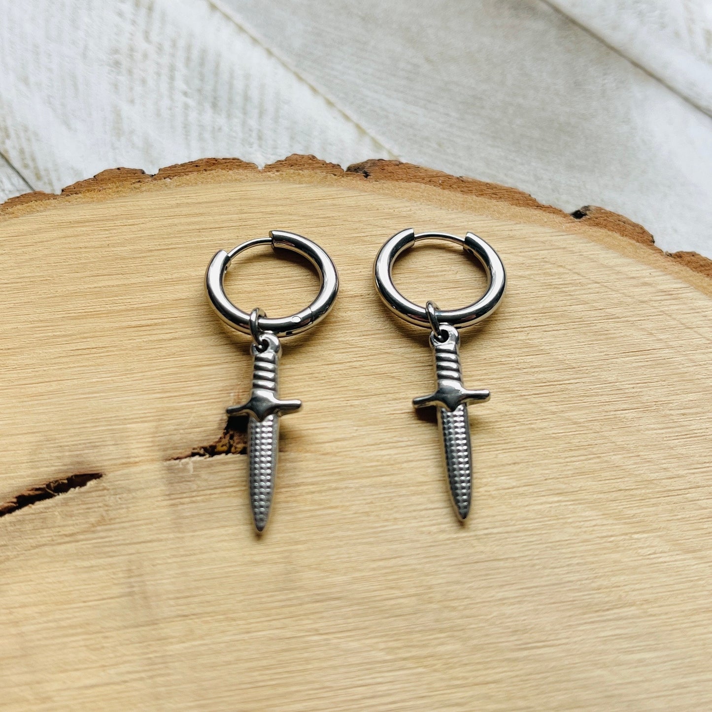 Dagger Huggie Hoop Earrings