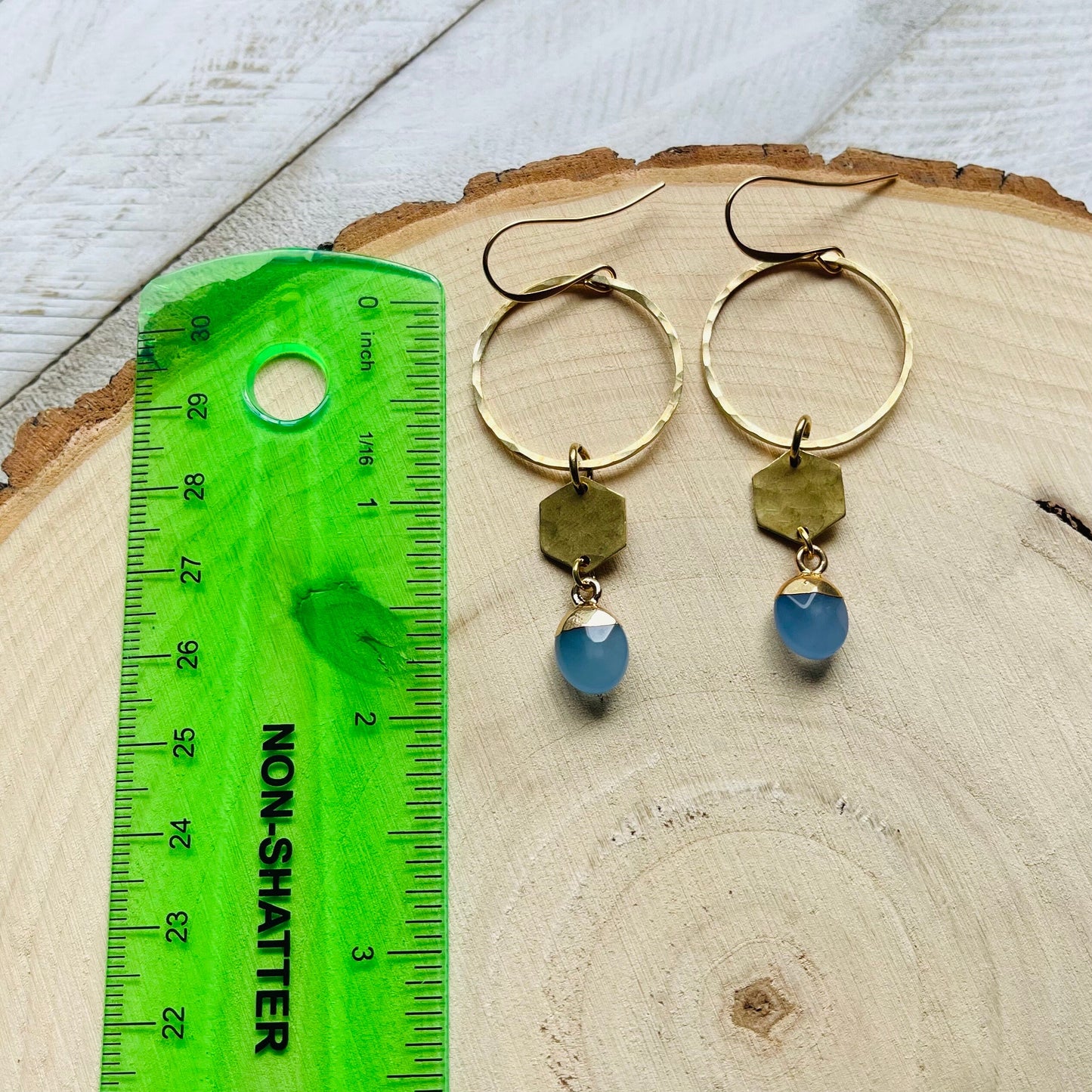 Jade Brass Hoop Earrings