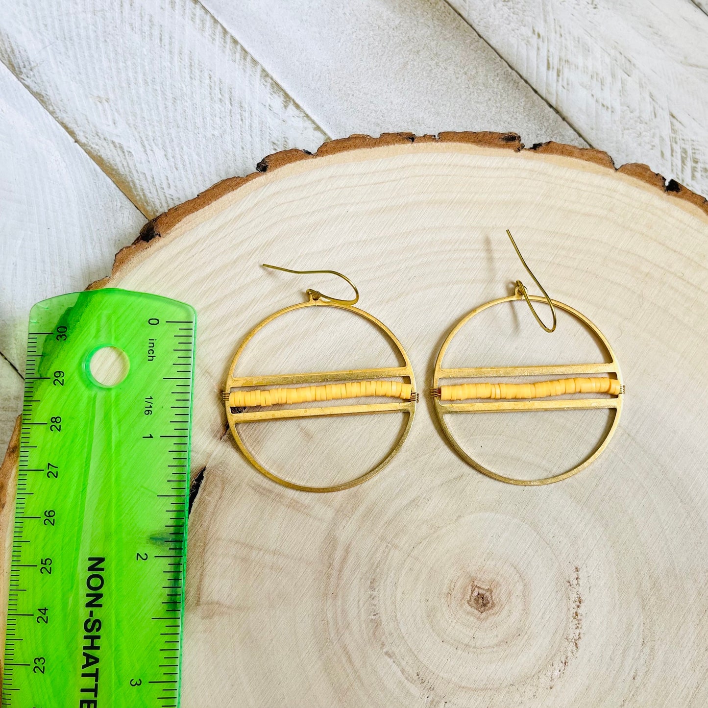 Yellow Heishi Bead Hoop Earrings