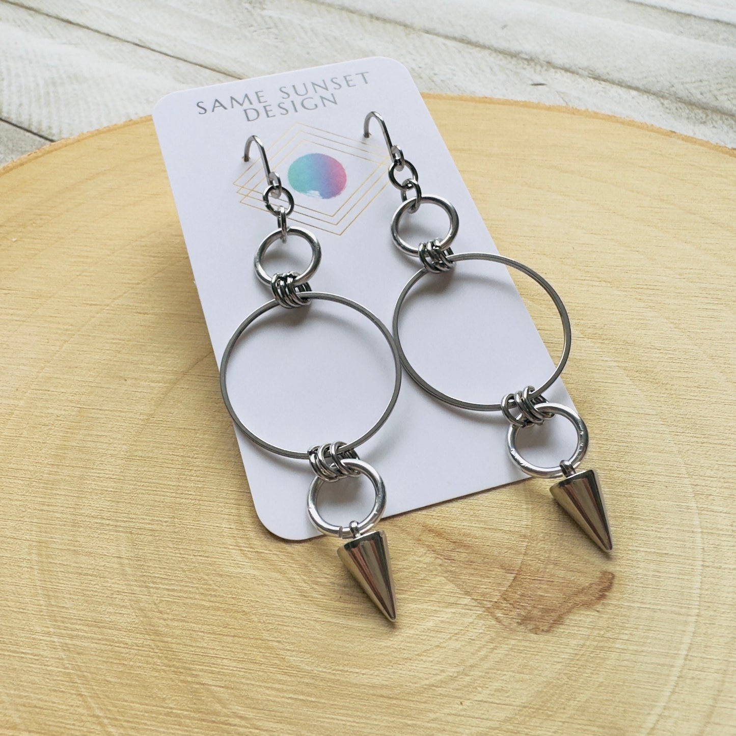 Stainless Steel Spike Earrings