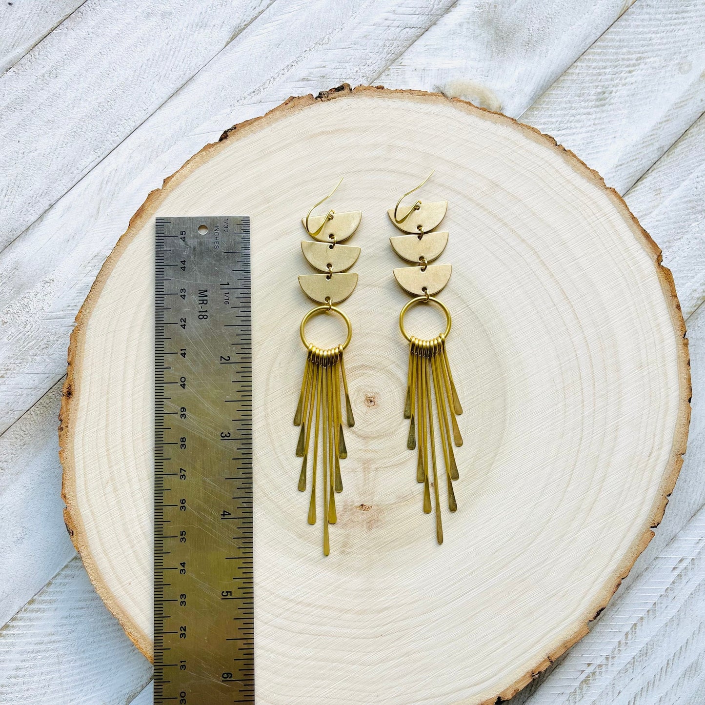 Geometric Brass Fringe Earrings