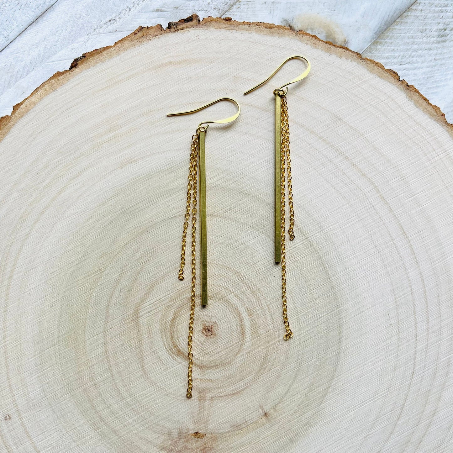 Geometric Brass Bar Earrings