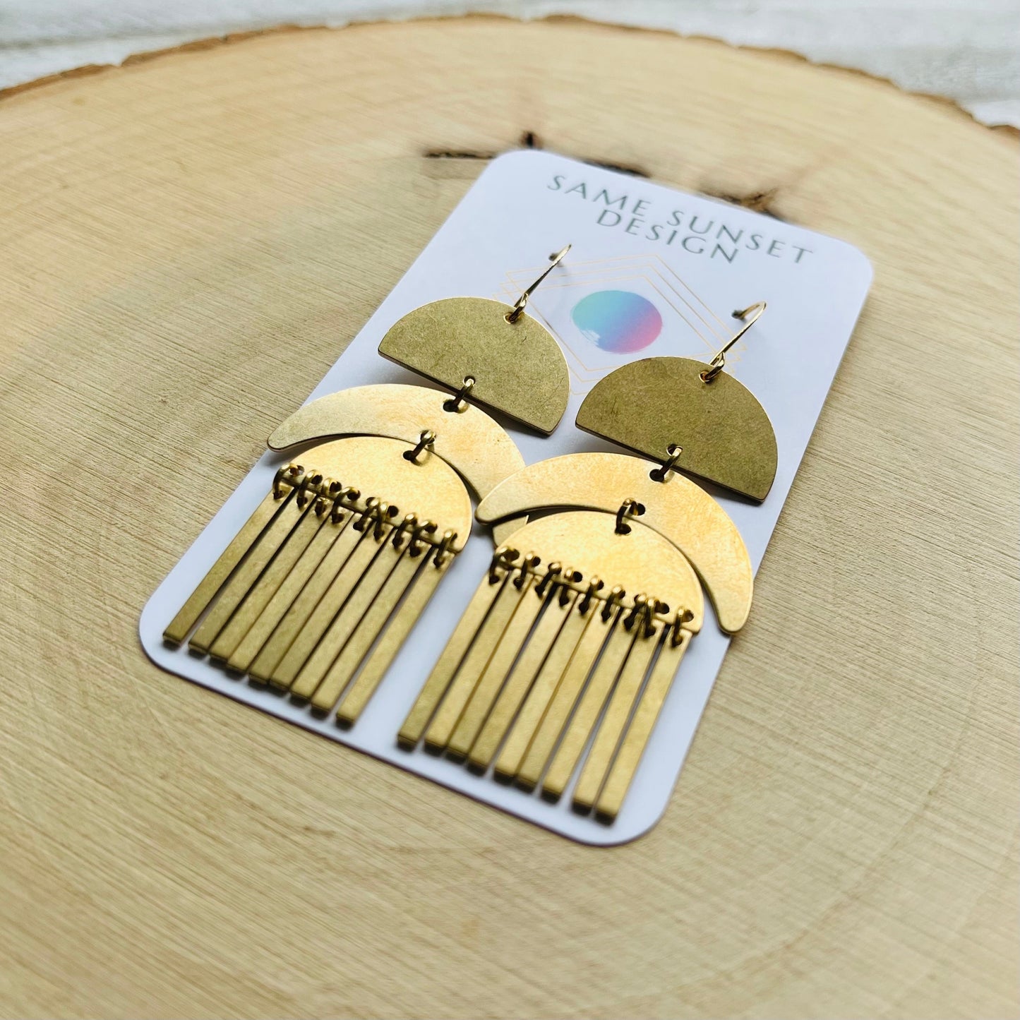 Geometric Brass Dangle Earrings