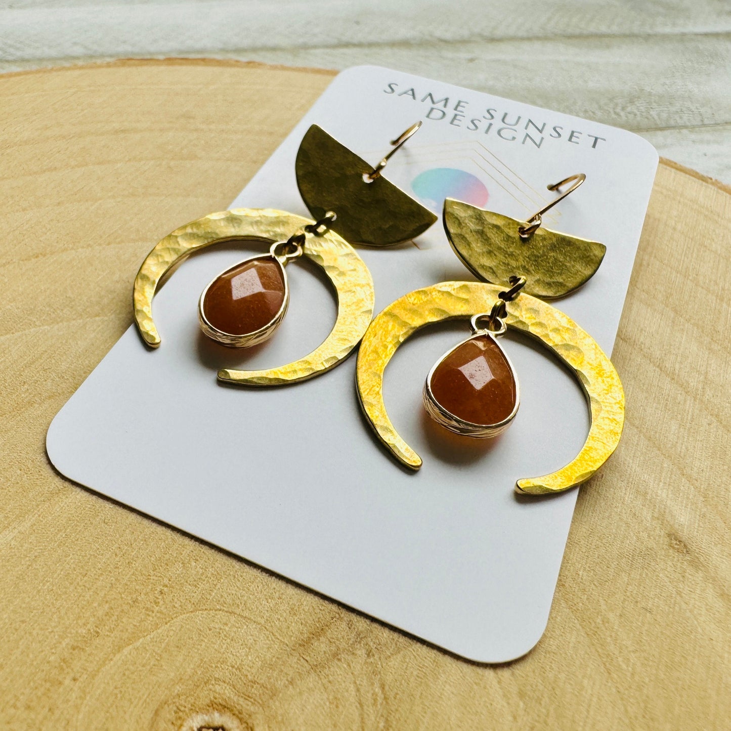 Aventurine Moon Earrings