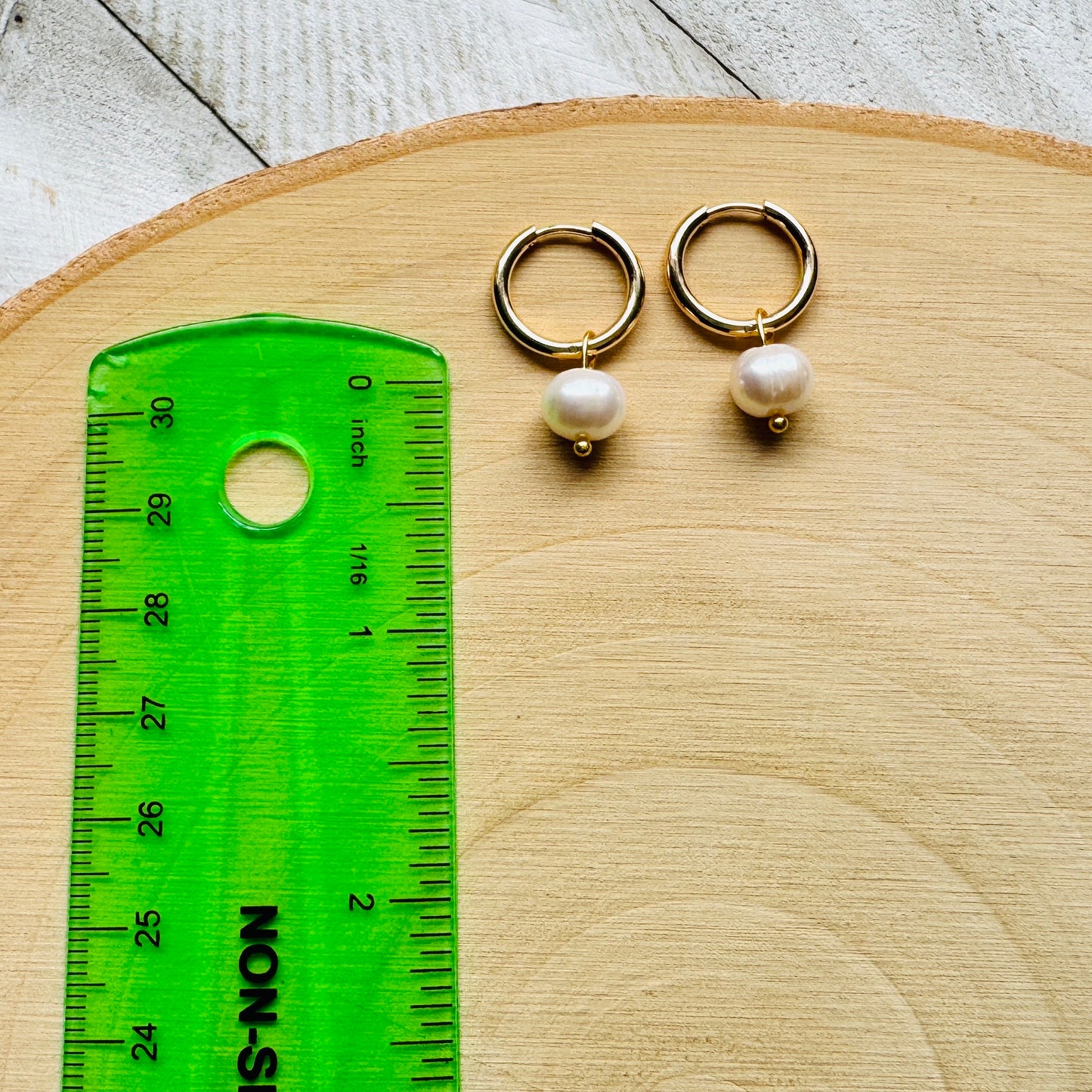 Freshwater Pearl Huggie Hoop Earrings